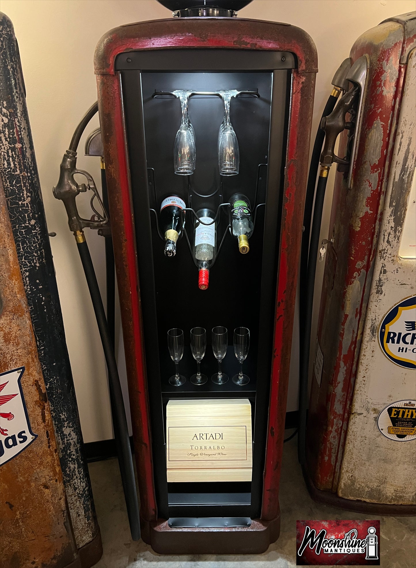 1930’s MAGNOLIA GASOLINE Gilbarco Gas Pump Wine Cabinet - Home / Bar Decor - Free Shipping!