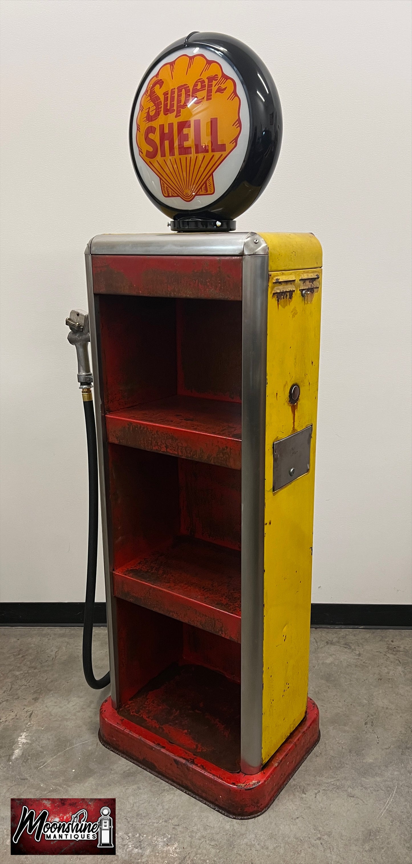 Rustoration 1940’s SUPER SHELL Bowser Gas Pump w/ Shelves - Mancave Decor - Free Shipping!