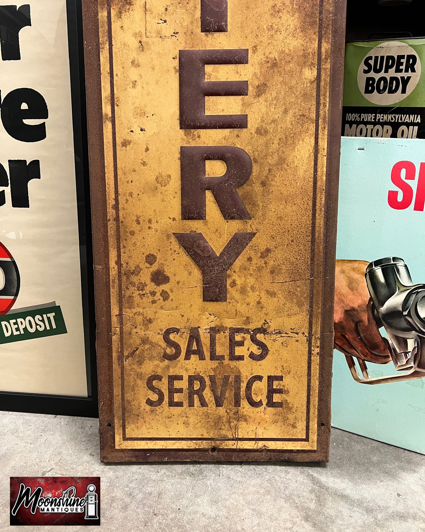 Original 1950’s PHILLIPS 66 Battery Sales Service Sign - Free Shipping!