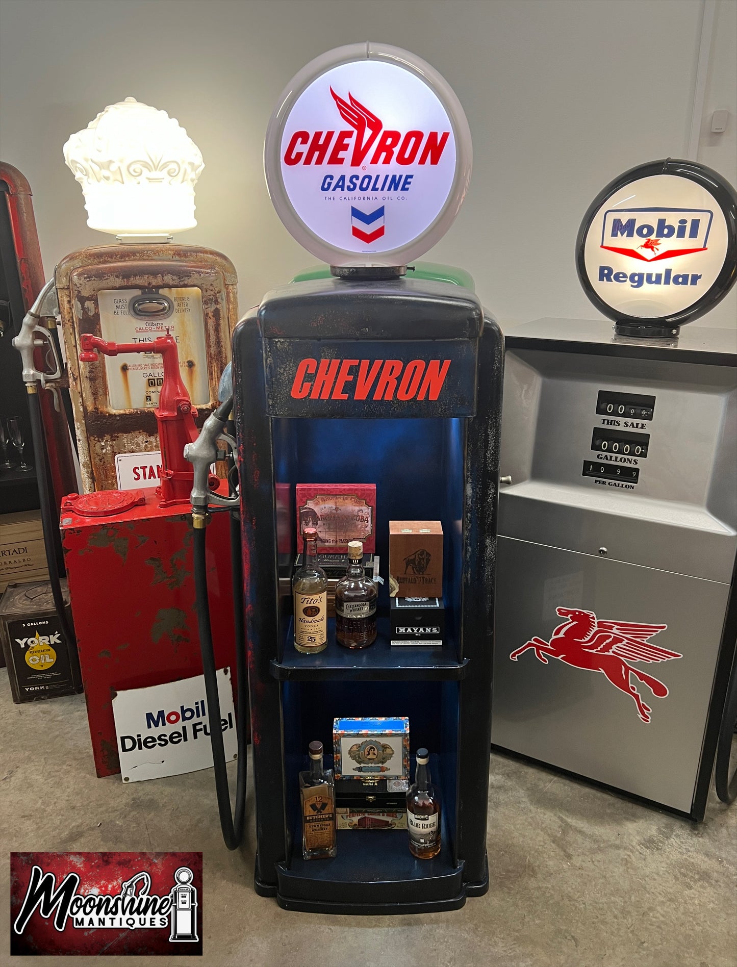 Rustoration 1950’s CHEVRON GASOLINE Tokheim Gas Pump w/ Shelves - Shipping Available!