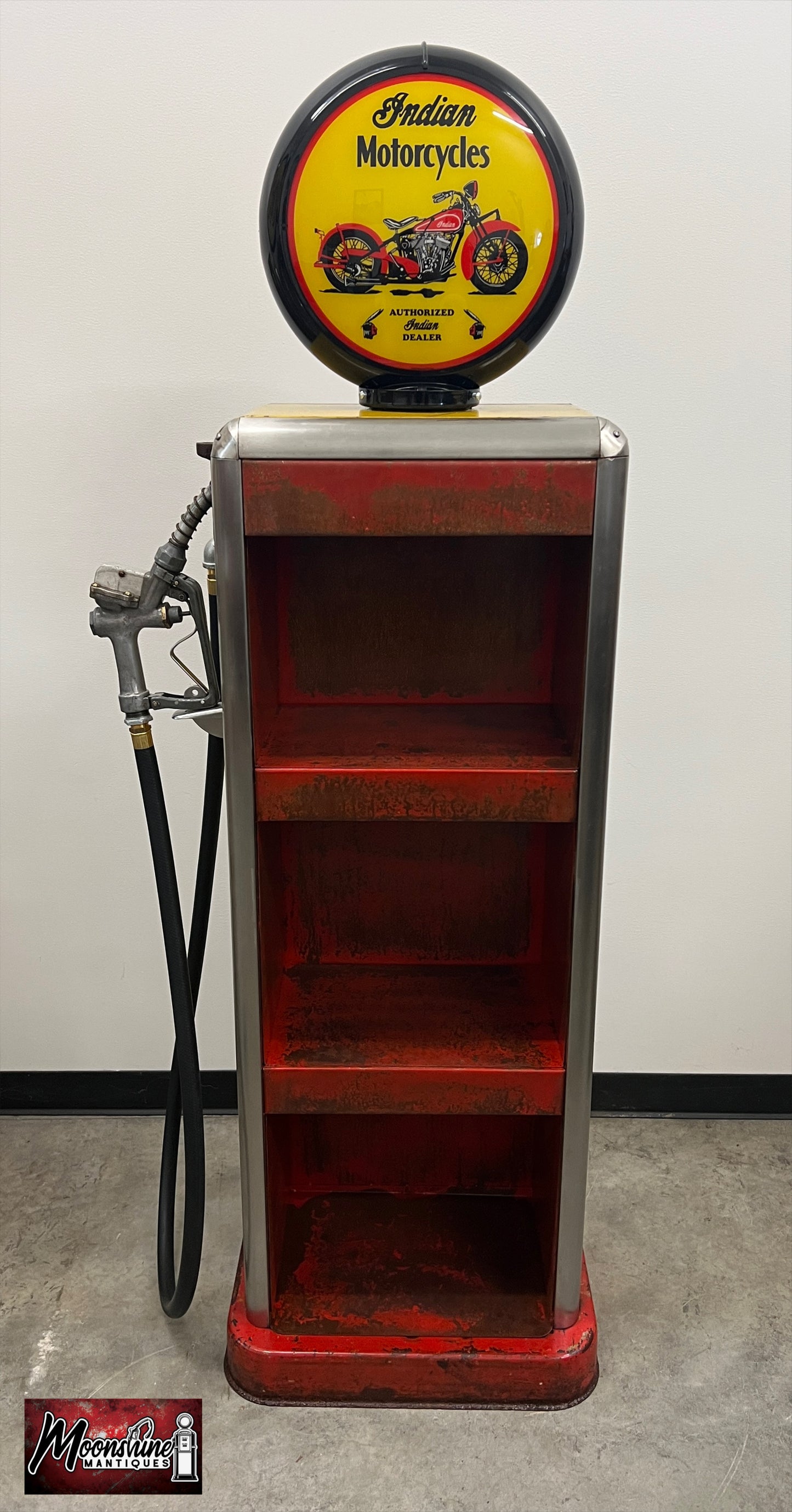 Rustoration 1940’s INDIAN MOTORCYCLES Bowser Gas Pump w/ Shelves - Free Shipping!