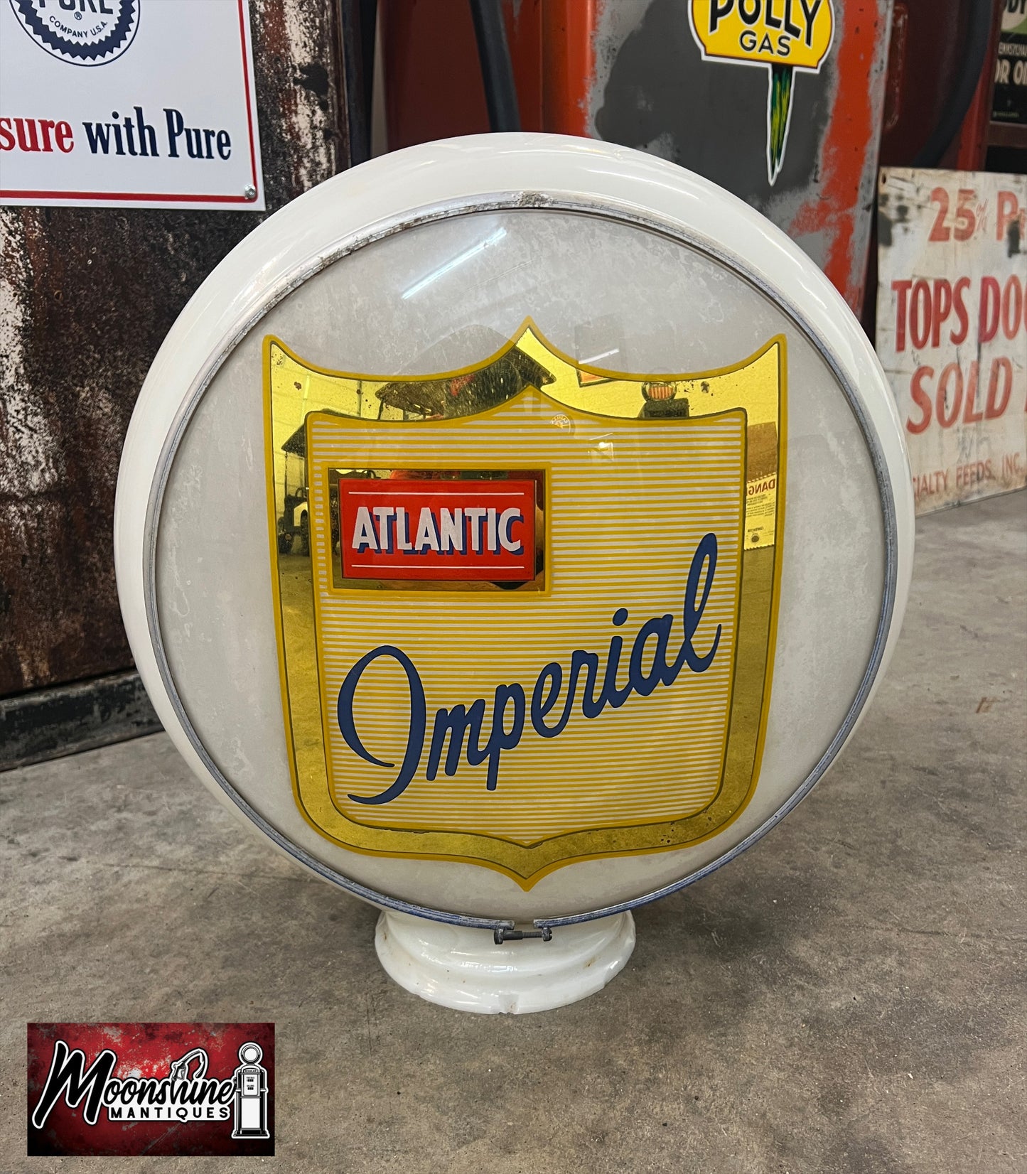 Vtg. Original ATLANTIC IMPERIAL Gas Pump Globe / Gill Body - Free Shipping!