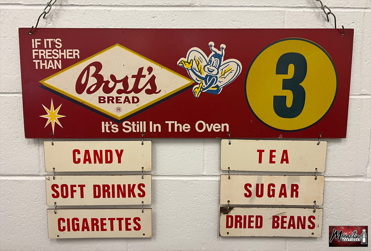 RARE - 1950's Bost's Bread Grocery Store Aisle Marker Sign - Free Shipping!