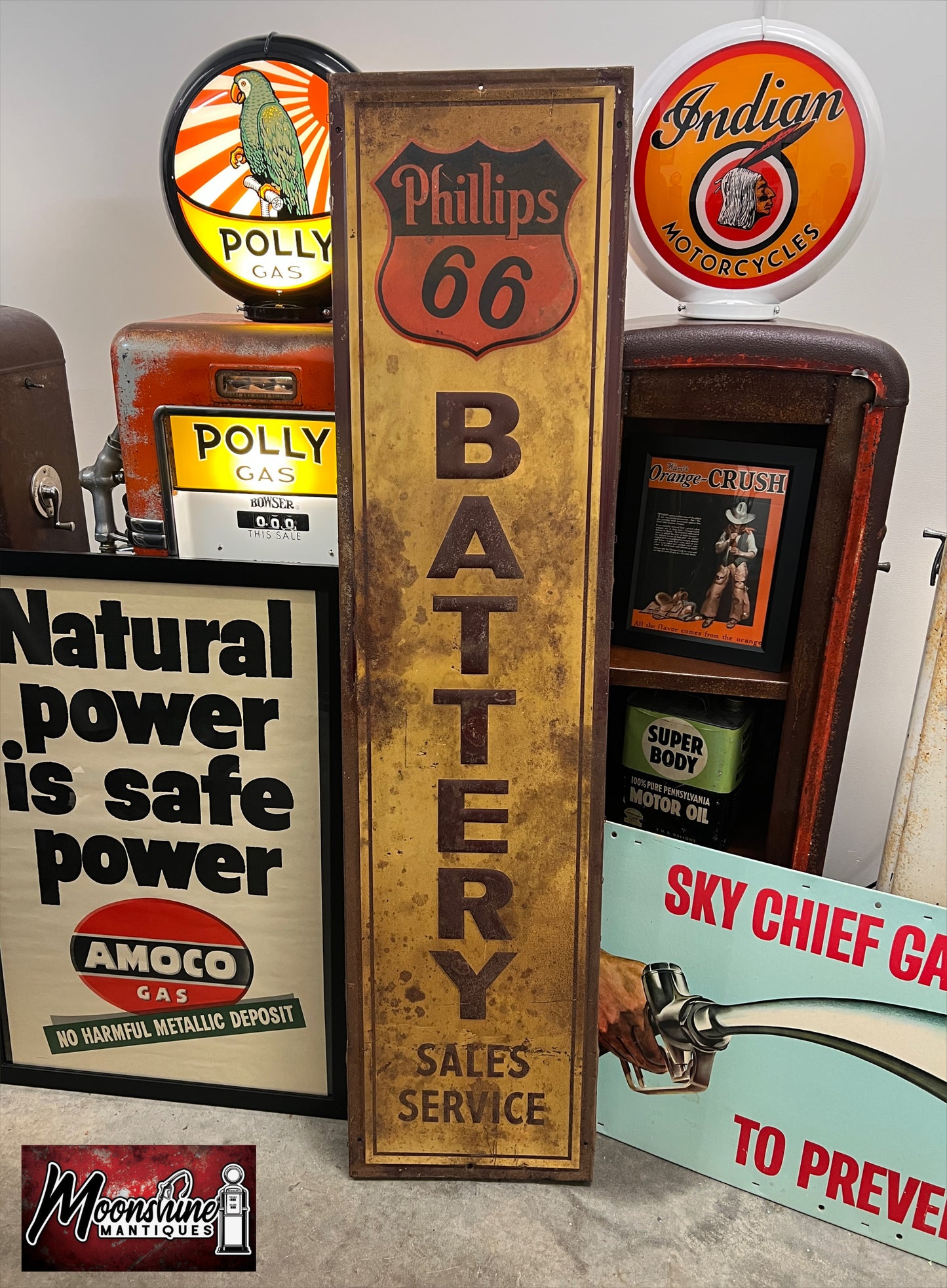 Original 1950’s PHILLIPS 66 Battery Sales Service Sign - Free Shipping!
