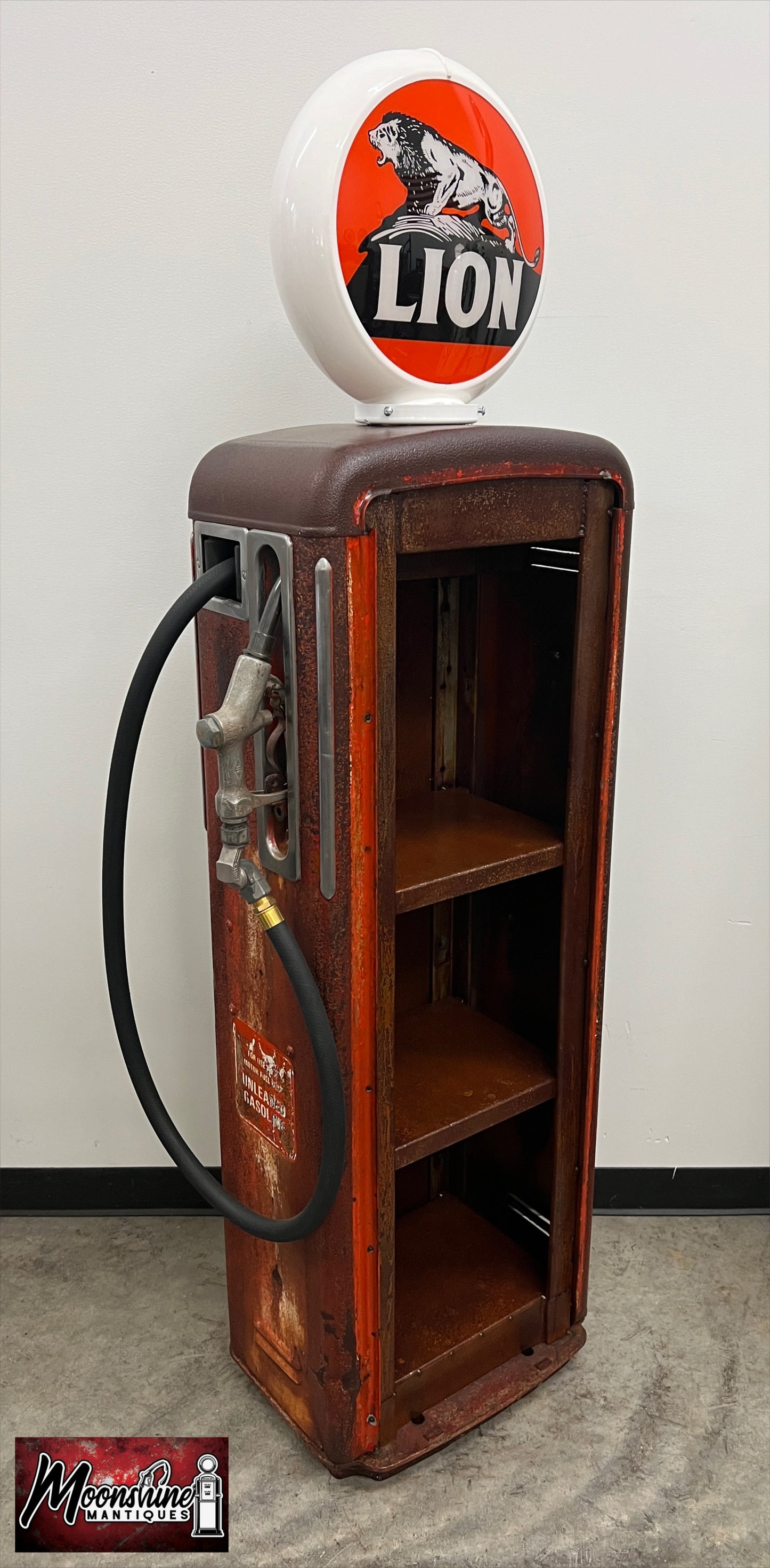 Rustoration 1950’s LION GASOLINE Gilbarco Gas Pump w/ Shelves - Free Shipping!