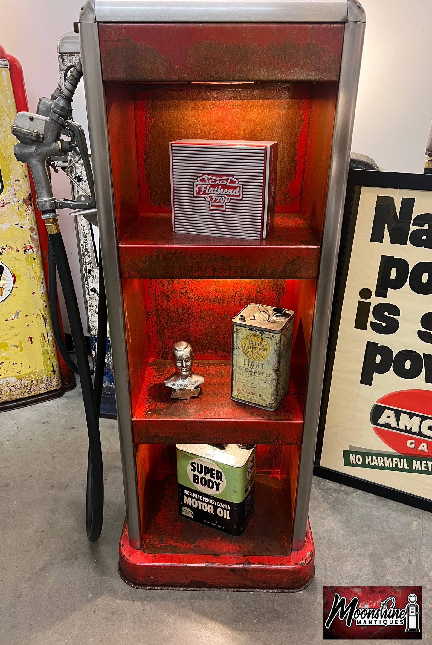 Rustoration 1940’s Chevrolet OK USED CARS Bowser Gas Pump with Custom Shelves - Free Shipping!