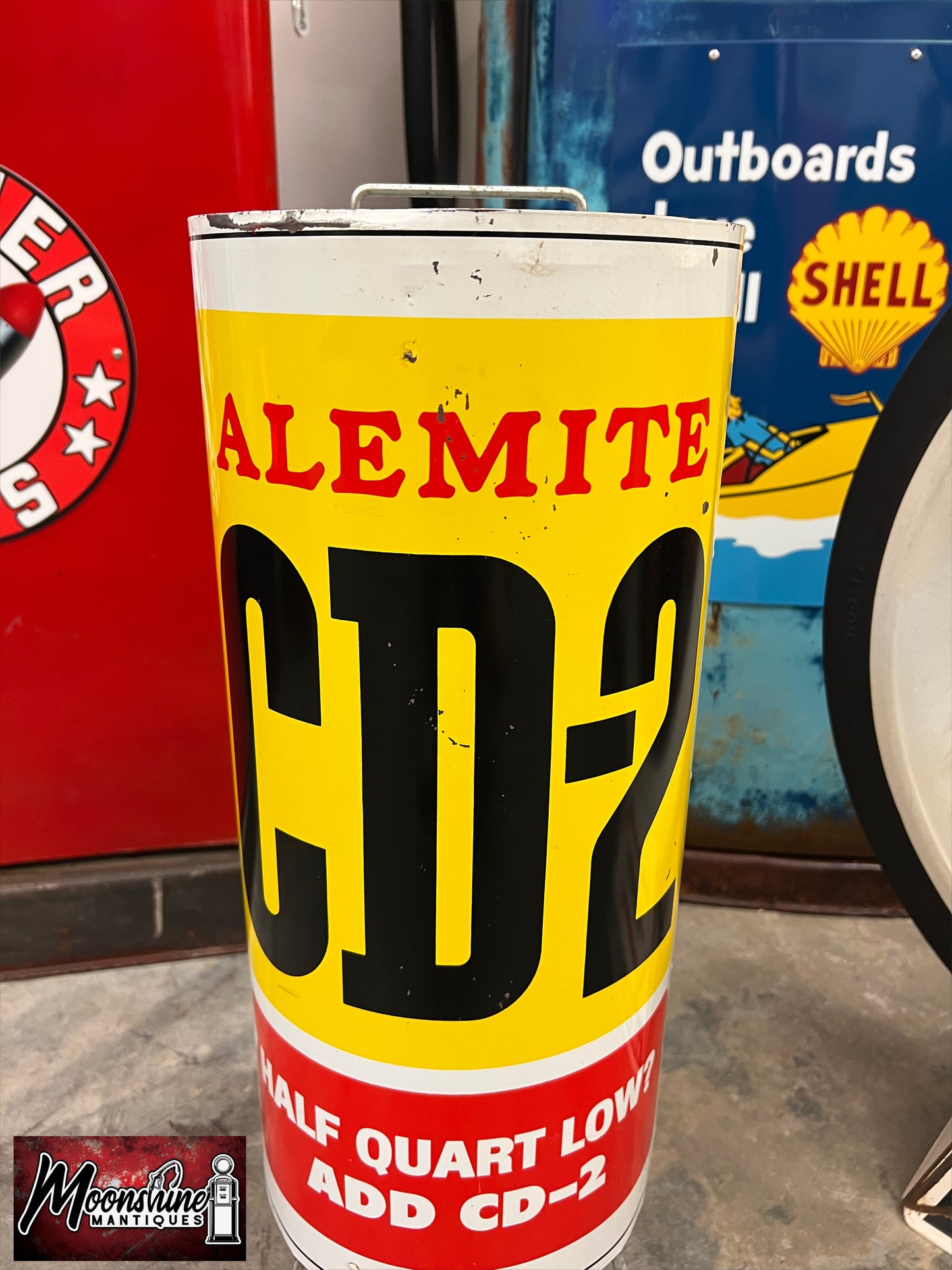 1960’s Mickey Rooney ALEMITE CD-2 Engine Additive Can Display Sign - Gas & Oil - Free Shipping!