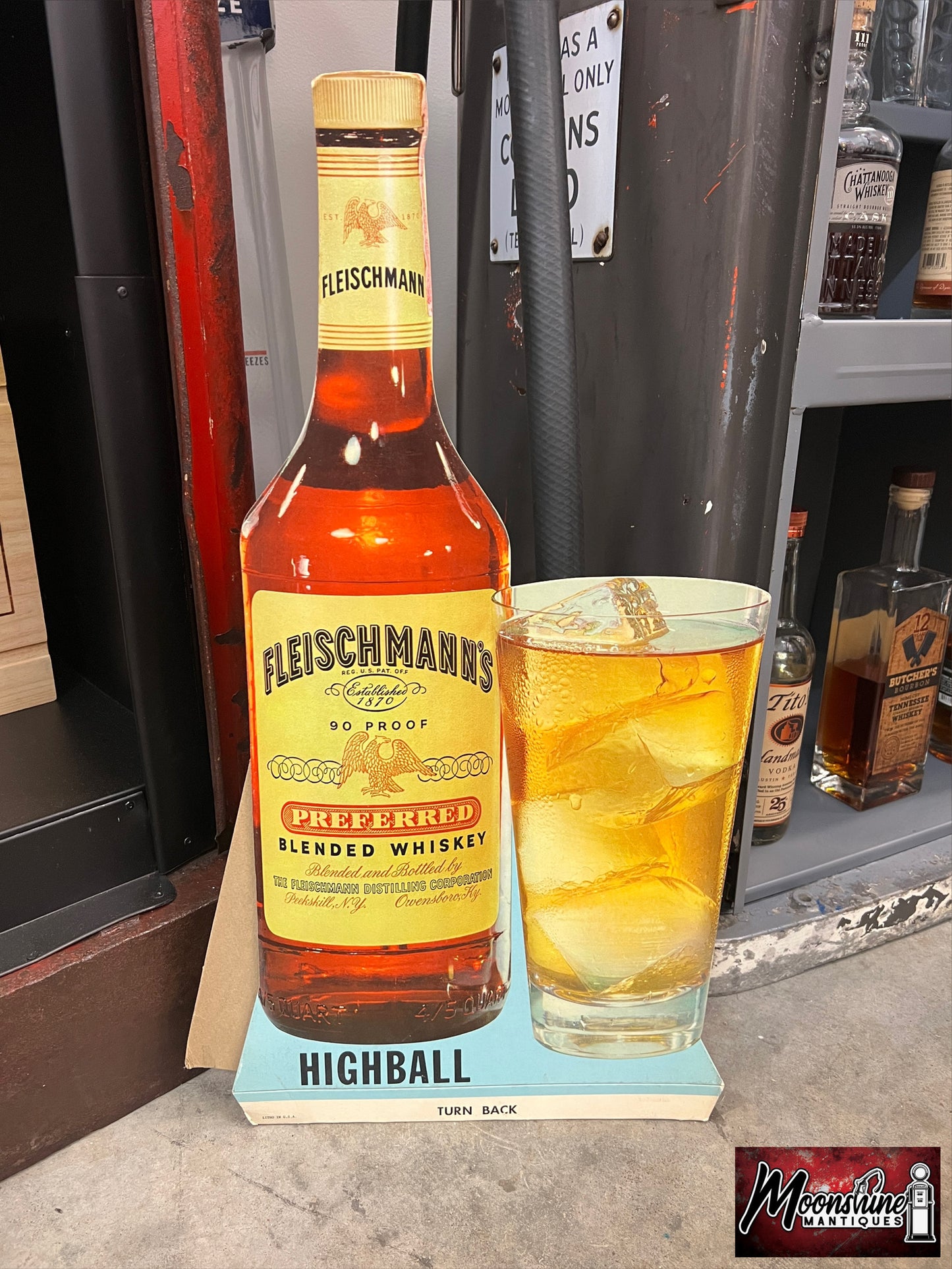 1950’s FLEISHMANN'S Bourbon Whiskey Advertising Sign - Cardboard Store Display - Free Shipping!