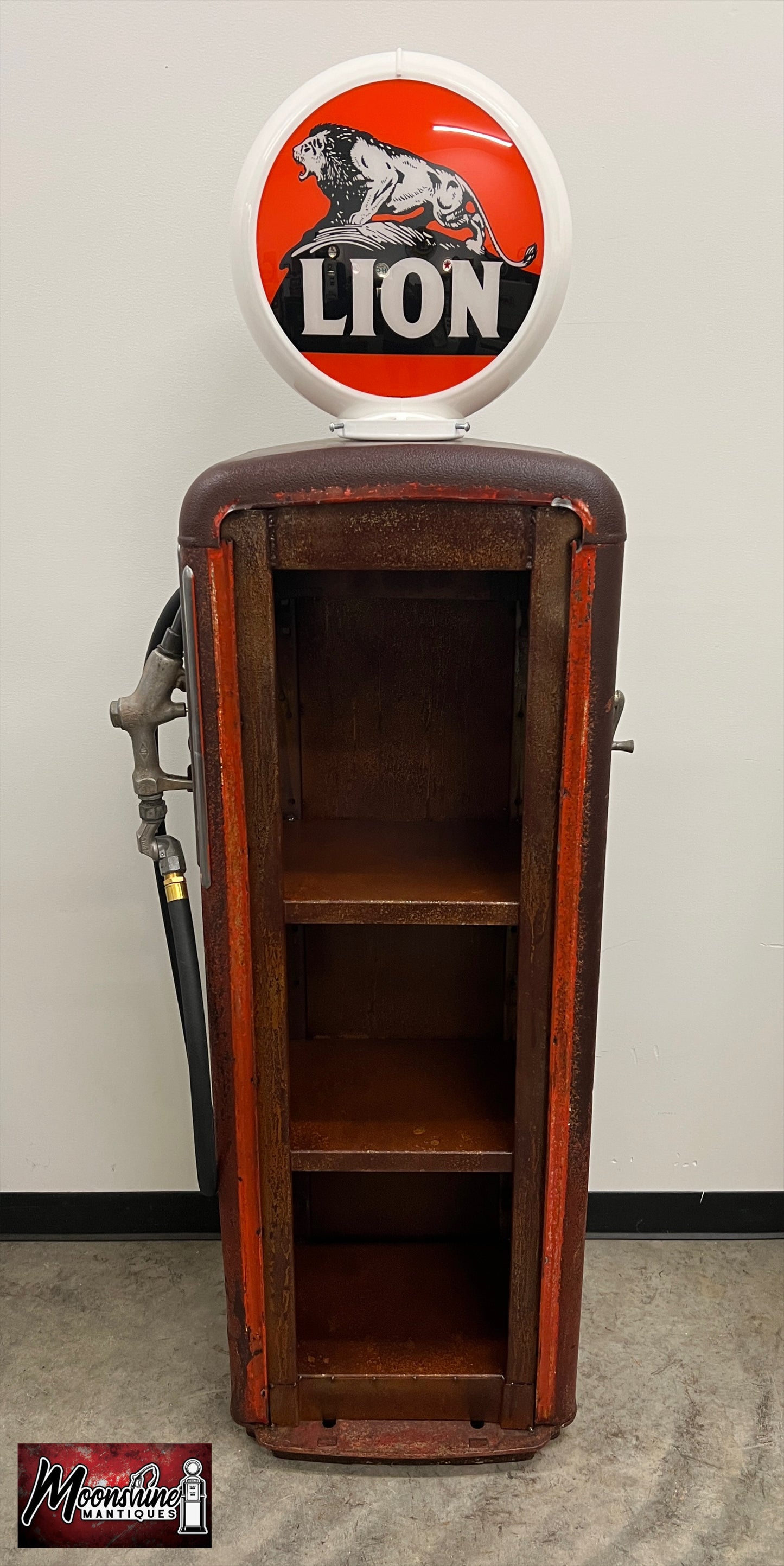 Rustoration 1950’s LION GASOLINE Gilbarco Gas Pump w/ Shelves - Free Shipping!