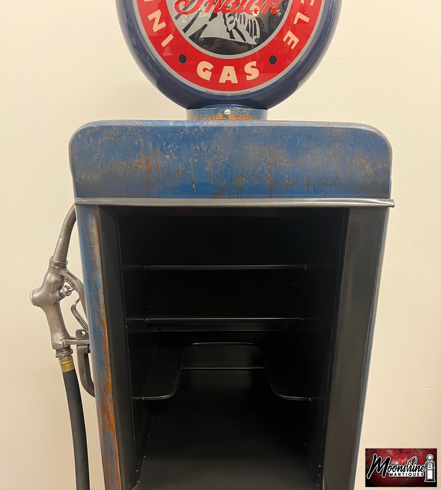 1940’s INDIAN MOTORCYCLE Gas Pump w/ Custom Made Whiskey Bar & Cigar Humidor - Free Shipping!