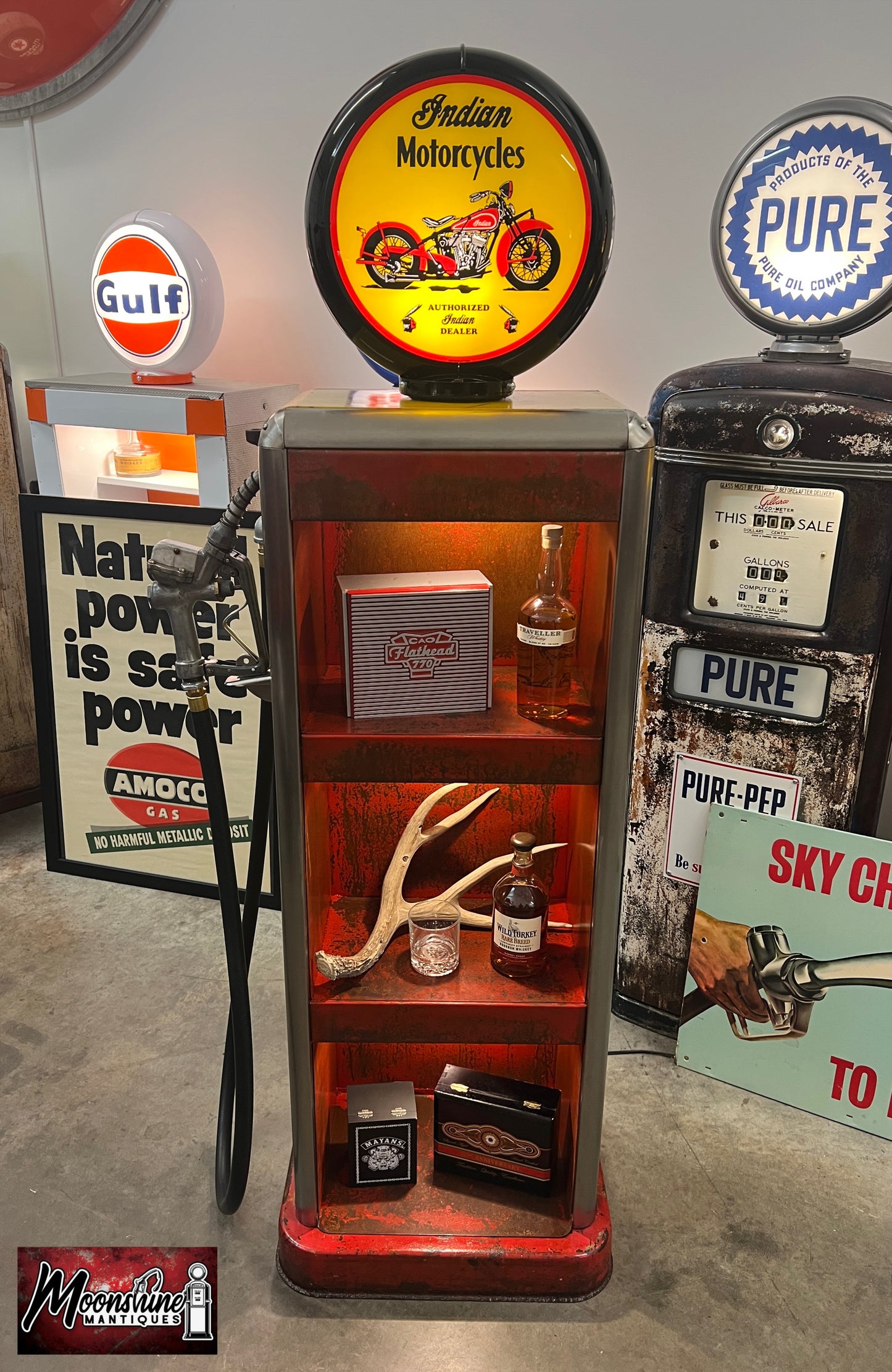 Rustoration 1940’s INDIAN MOTORCYCLES Bowser Gas Pump w/ Shelves - Free Shipping!