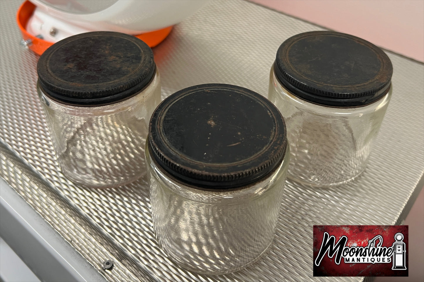 Vtg. FRAM FILTERS Installation Fittings Glass Jar - Lot of 3 - Free Shipping!