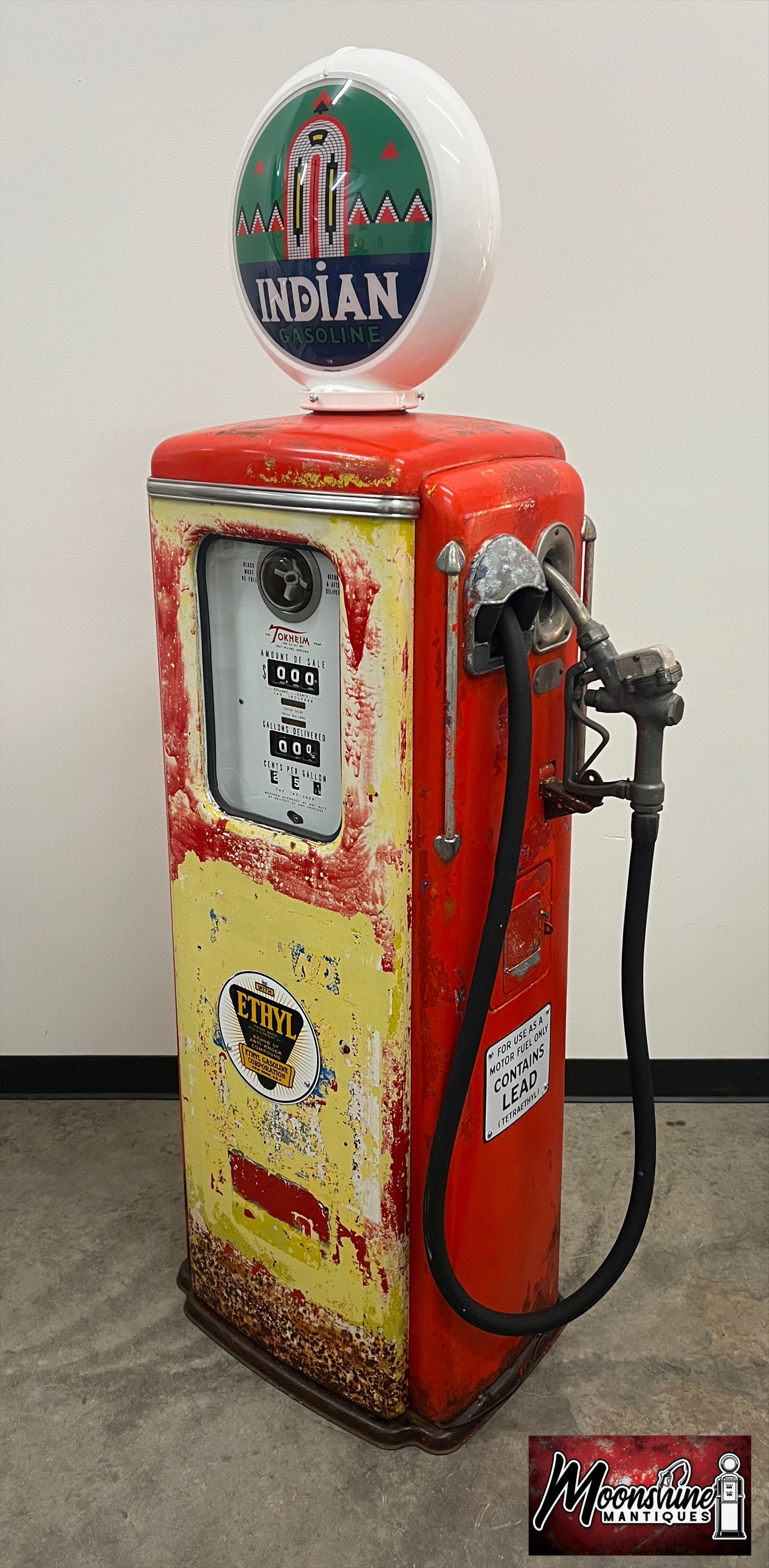 Rustoration 1940’s INDIAN GASOLINE Tokheim 39 Gas Pump - Gas & Oil - Shipping Available!