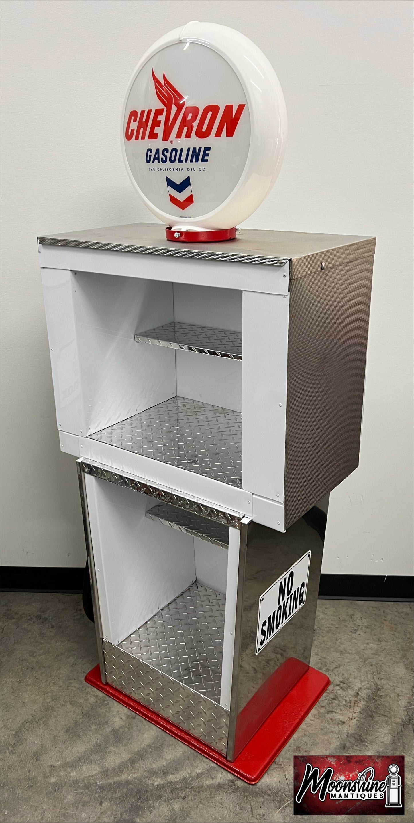 Custom 1960’s CHEVRON GASOLINE Bennett Gas Pump w/ Display Shelves - Free Shipping!