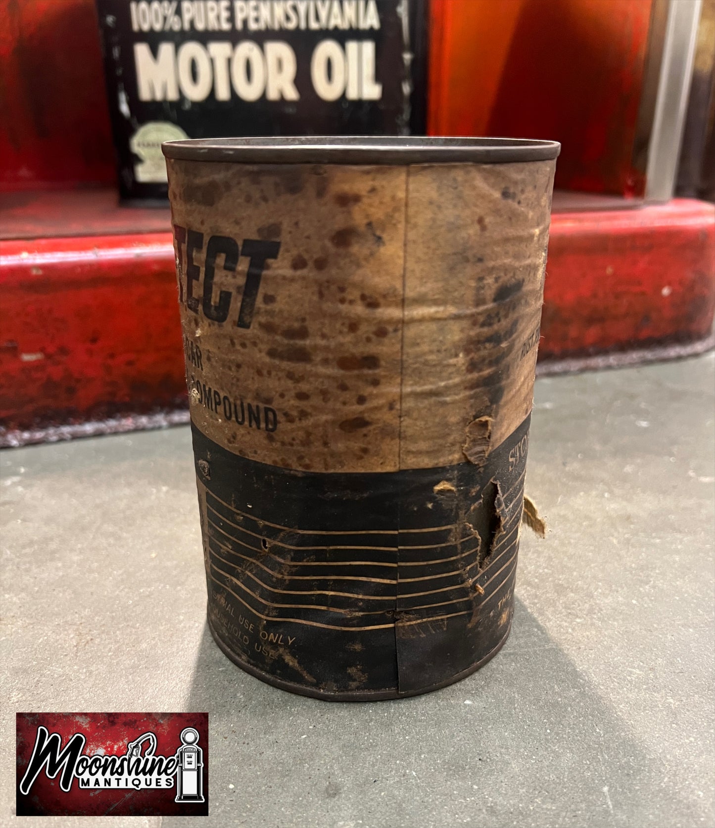 FULL Vtg. PURE OIL COMPANY Car Rust Proofing Compound Can 1 qt. - Free Shipping!