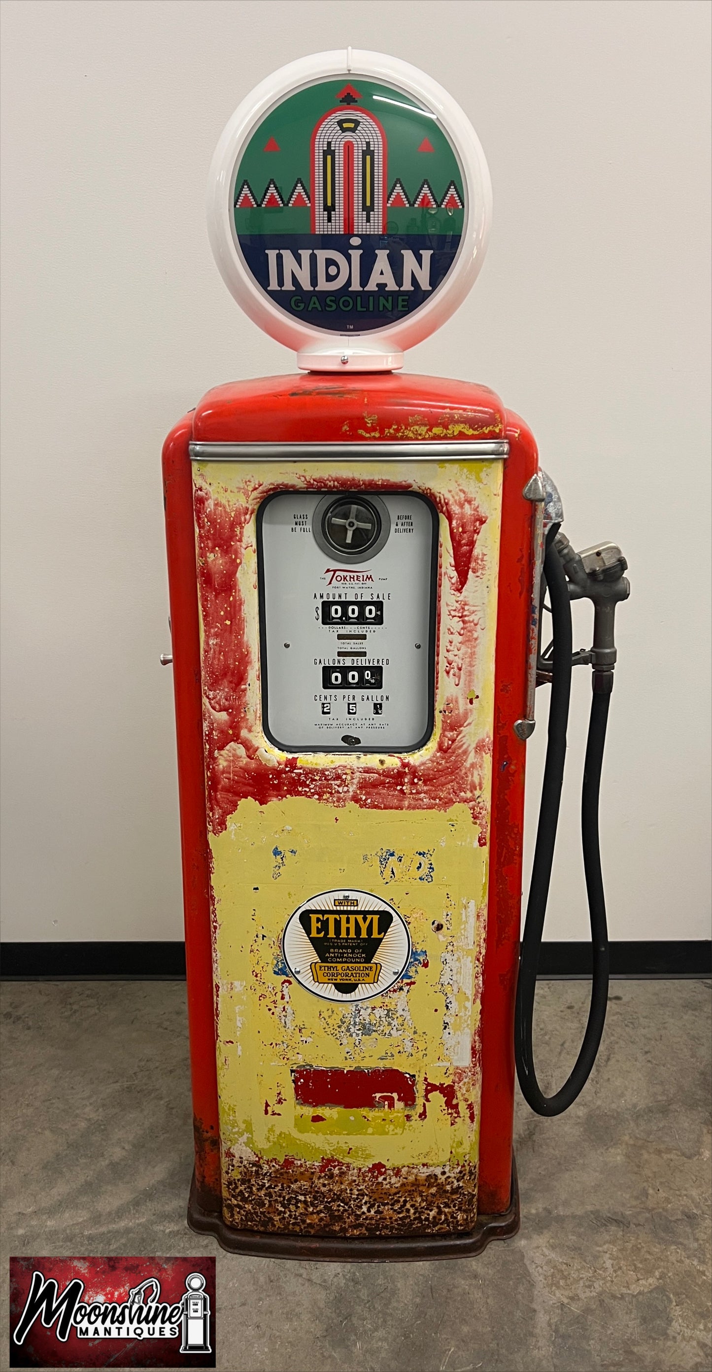 Rustoration 1940’s INDIAN GASOLINE Tokheim 39 Gas Pump - Gas & Oil - Shipping Available!