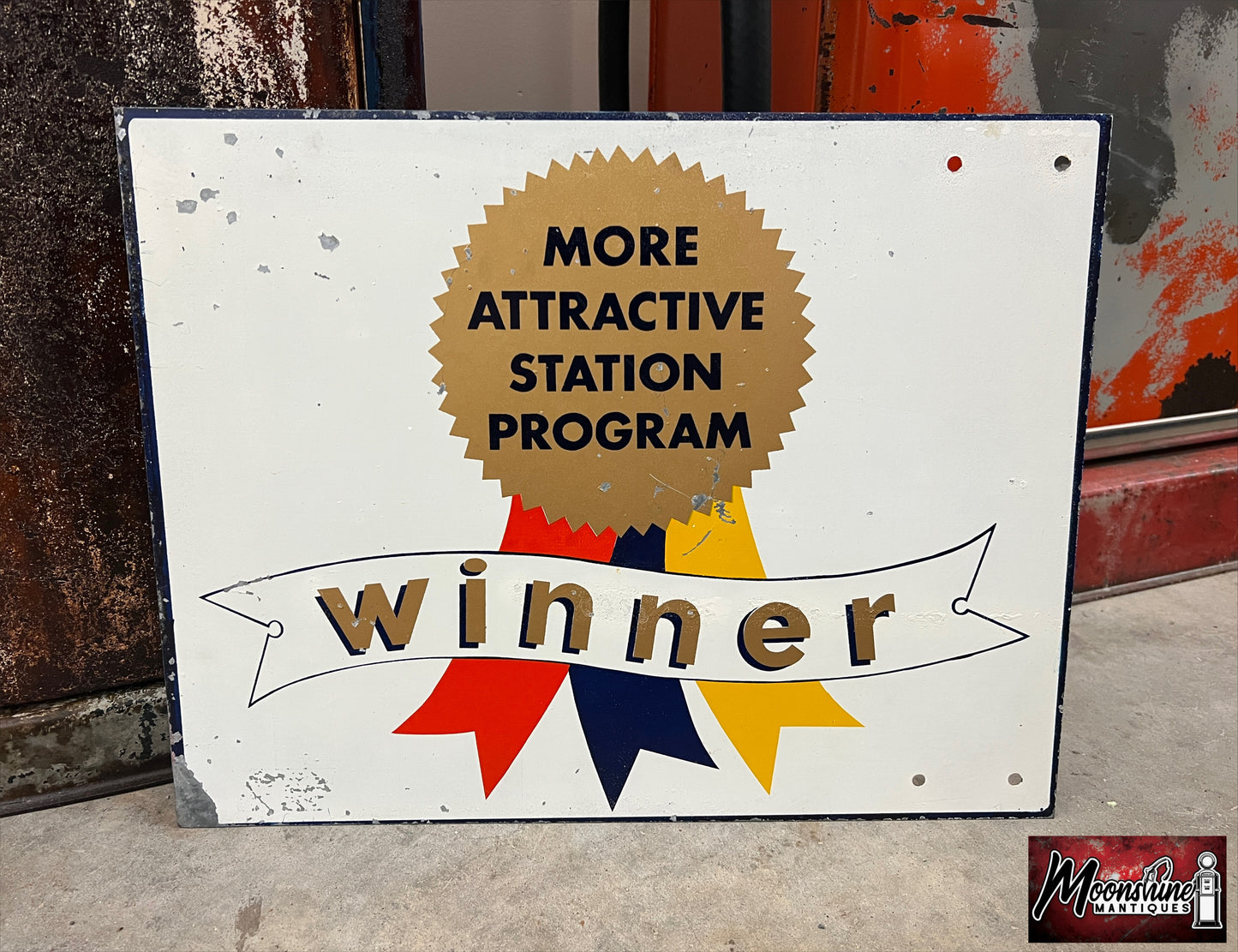 Vtg. SERVICE STATION Award Winner Sign - Gas & Oil - Free Shipping!
