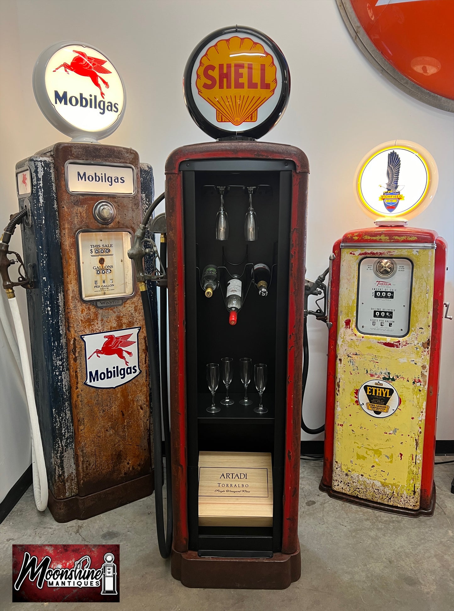 1930’s SHELL GASOLINE Gilbarco Gas Pump Wine Cabinet - Home / Bar Decor - Free Shipping!
