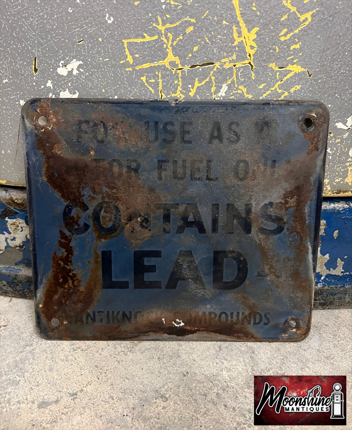 Original 1950's CONTAINS LEAD Porcelain Gas Pump Sign - Free Shipping!