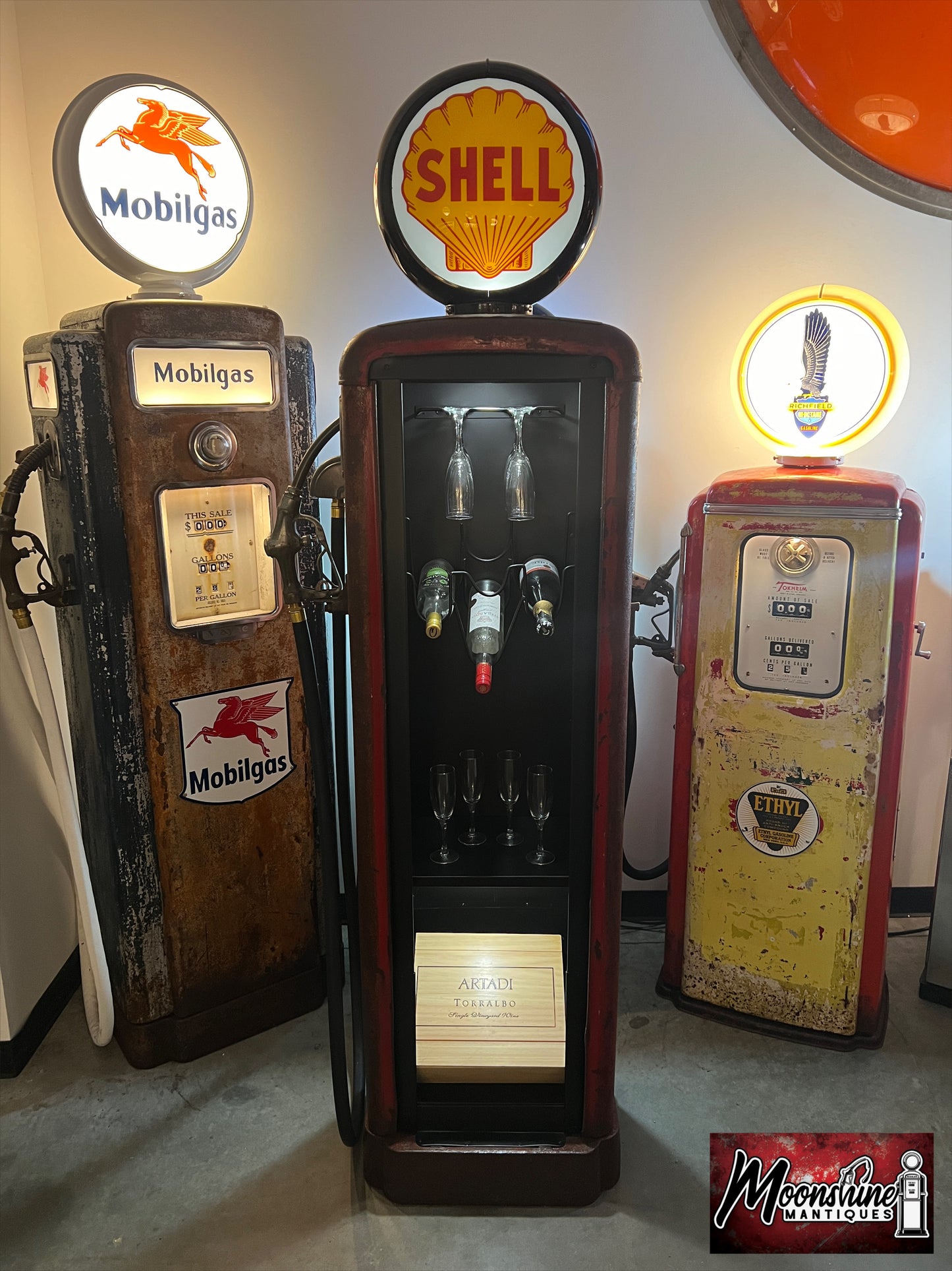 1930’s SHELL GASOLINE Gilbarco Gas Pump Wine Cabinet - Home / Bar Decor - Free Shipping!