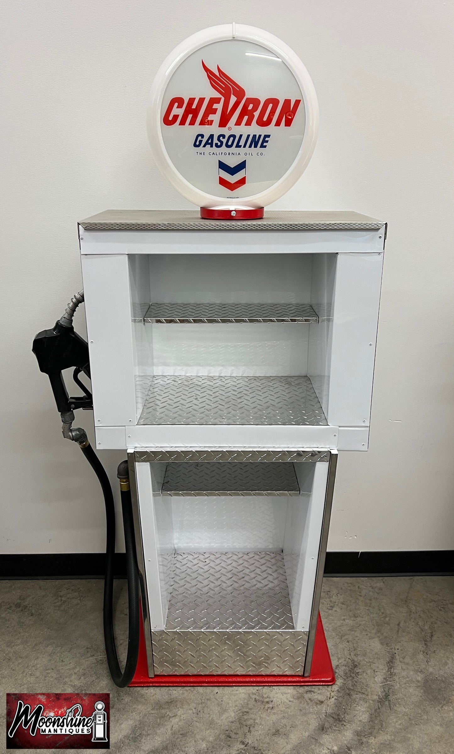 Custom 1960’s CHEVRON GASOLINE Bennett Gas Pump w/ Display Shelves - Free Shipping!