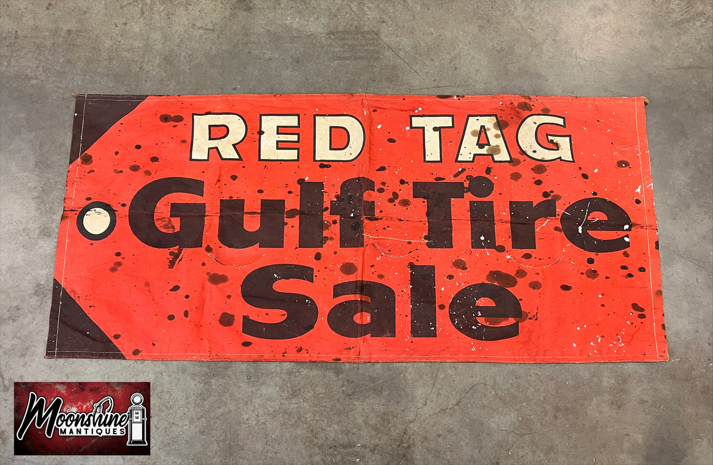 Vtg. 1950's GULF TIRE Banner / Sign - Free Shipping!