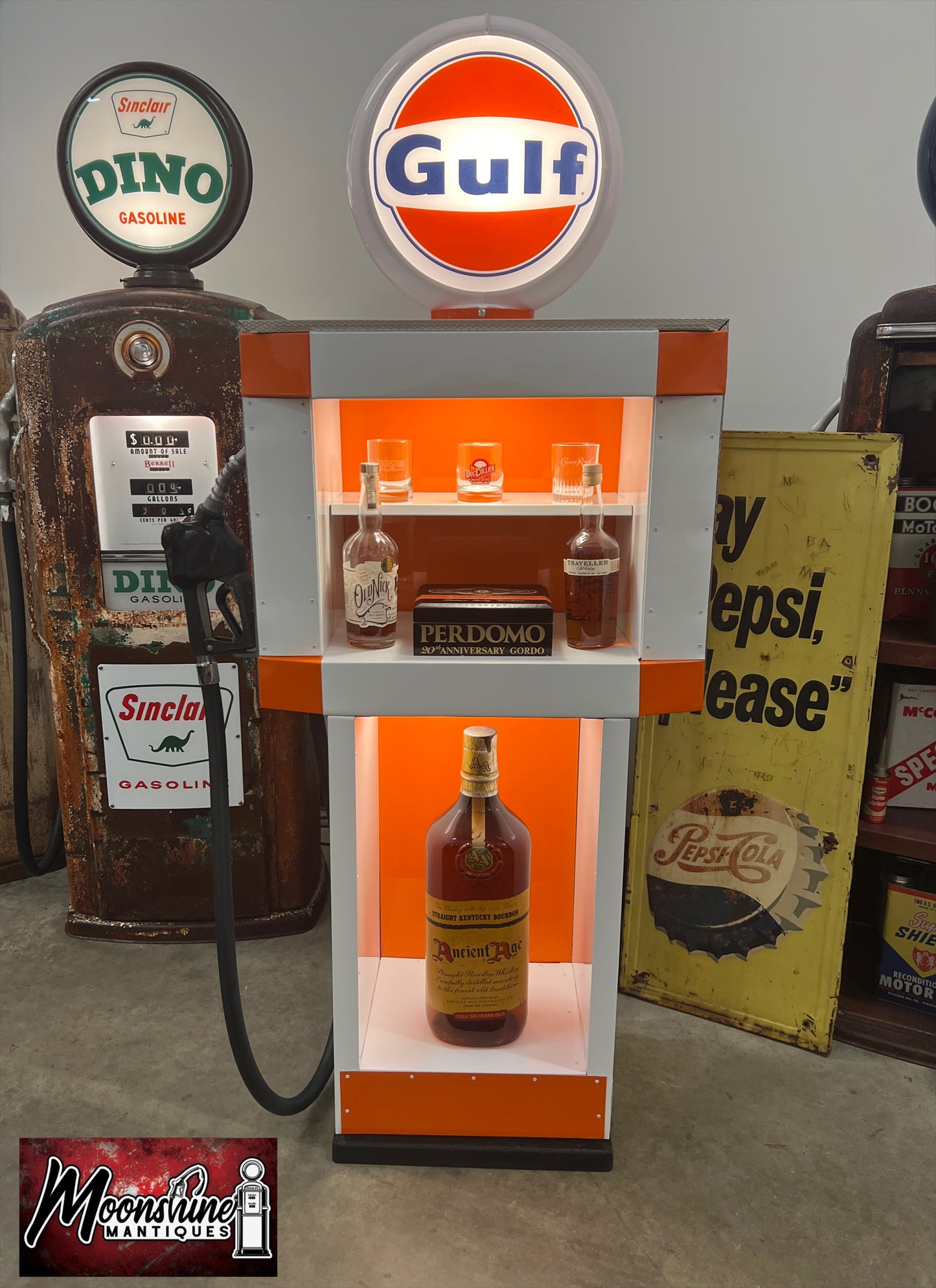 Custom 1960’s GULF Tokheim Gas Pump w/ Display Shelves - Free Shipping!