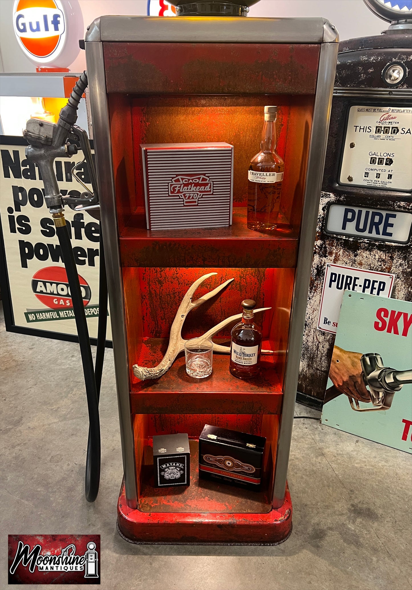 Rustoration 1940’s INDIAN MOTORCYCLES Bowser Gas Pump w/ Shelves - Free Shipping!