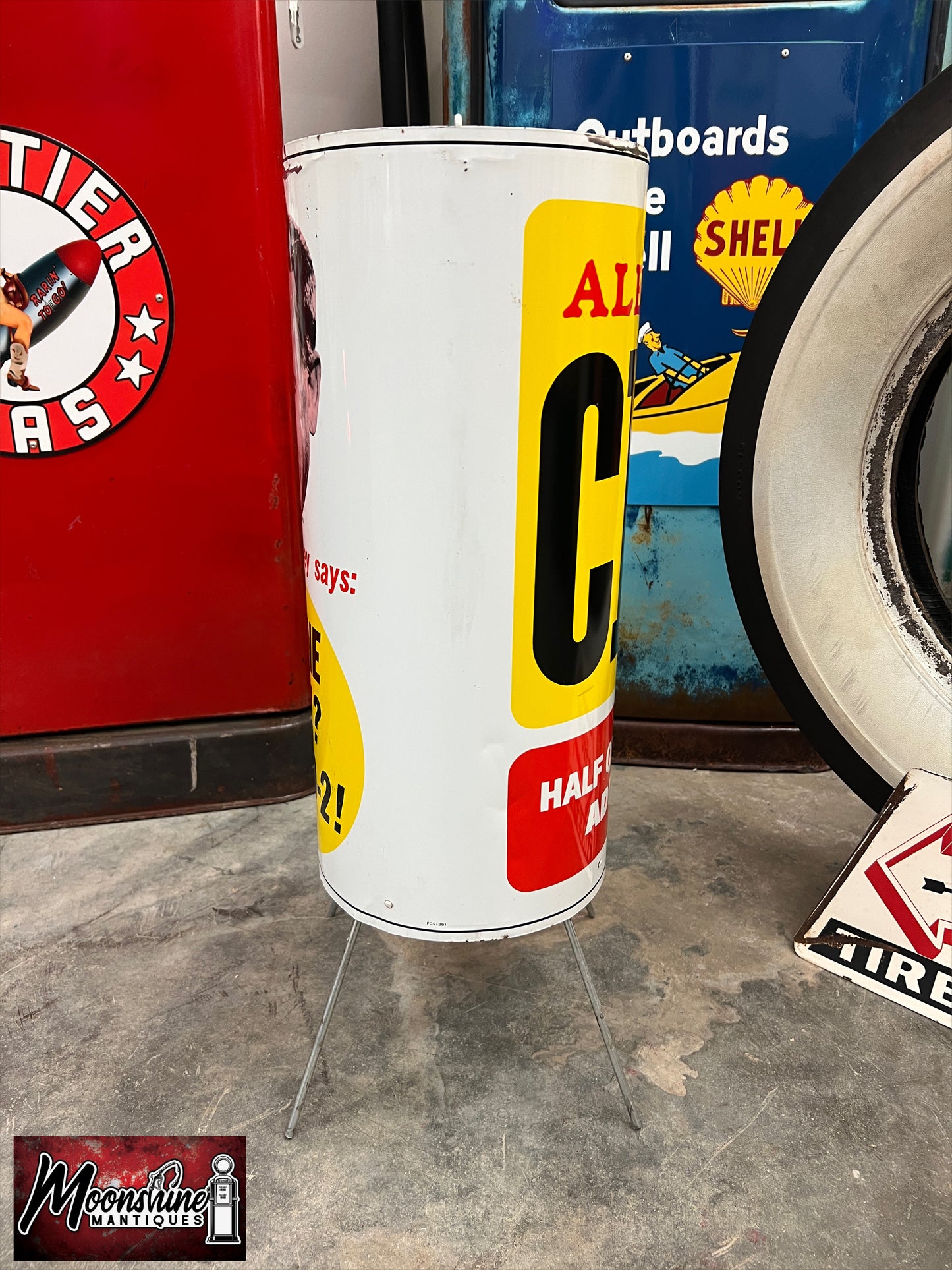 1960’s Mickey Rooney ALEMITE CD-2 Engine Additive Can Display Sign - Gas & Oil - Free Shipping!