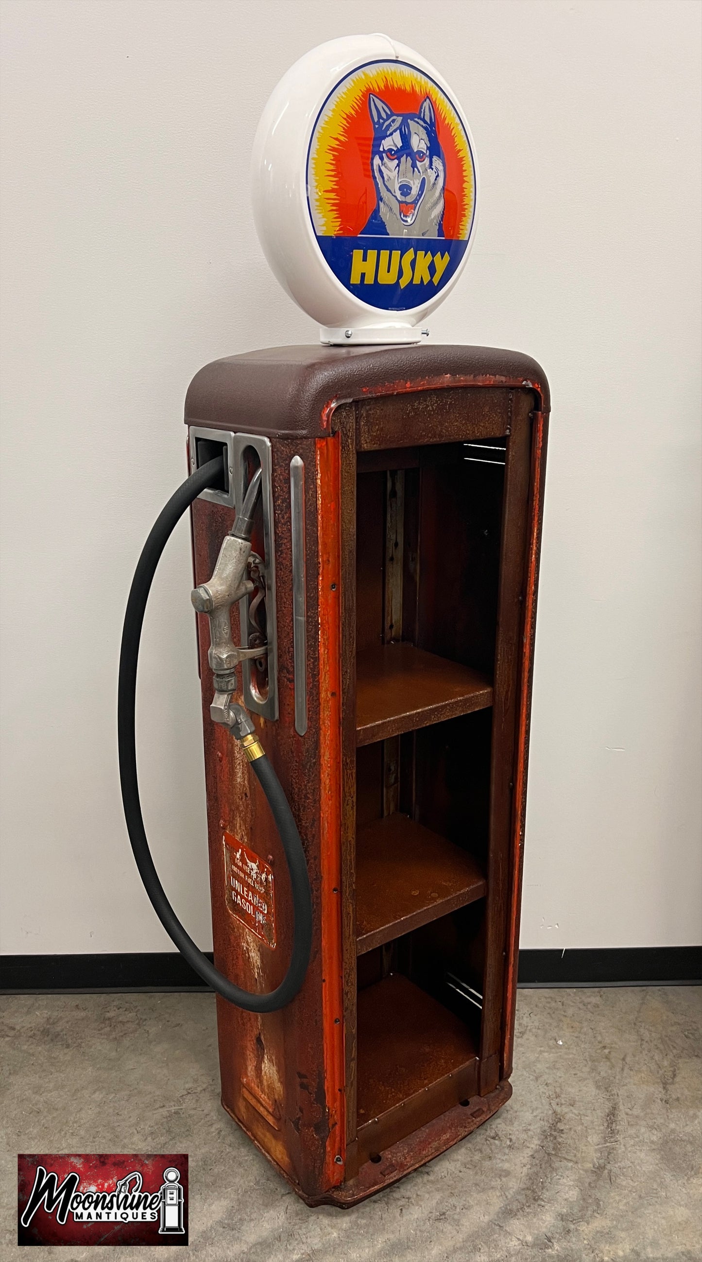 Rustoration 1950’s HUSKY GASOLINE Gilbarco Gas Pump w/ Shelves - Free Shipping!