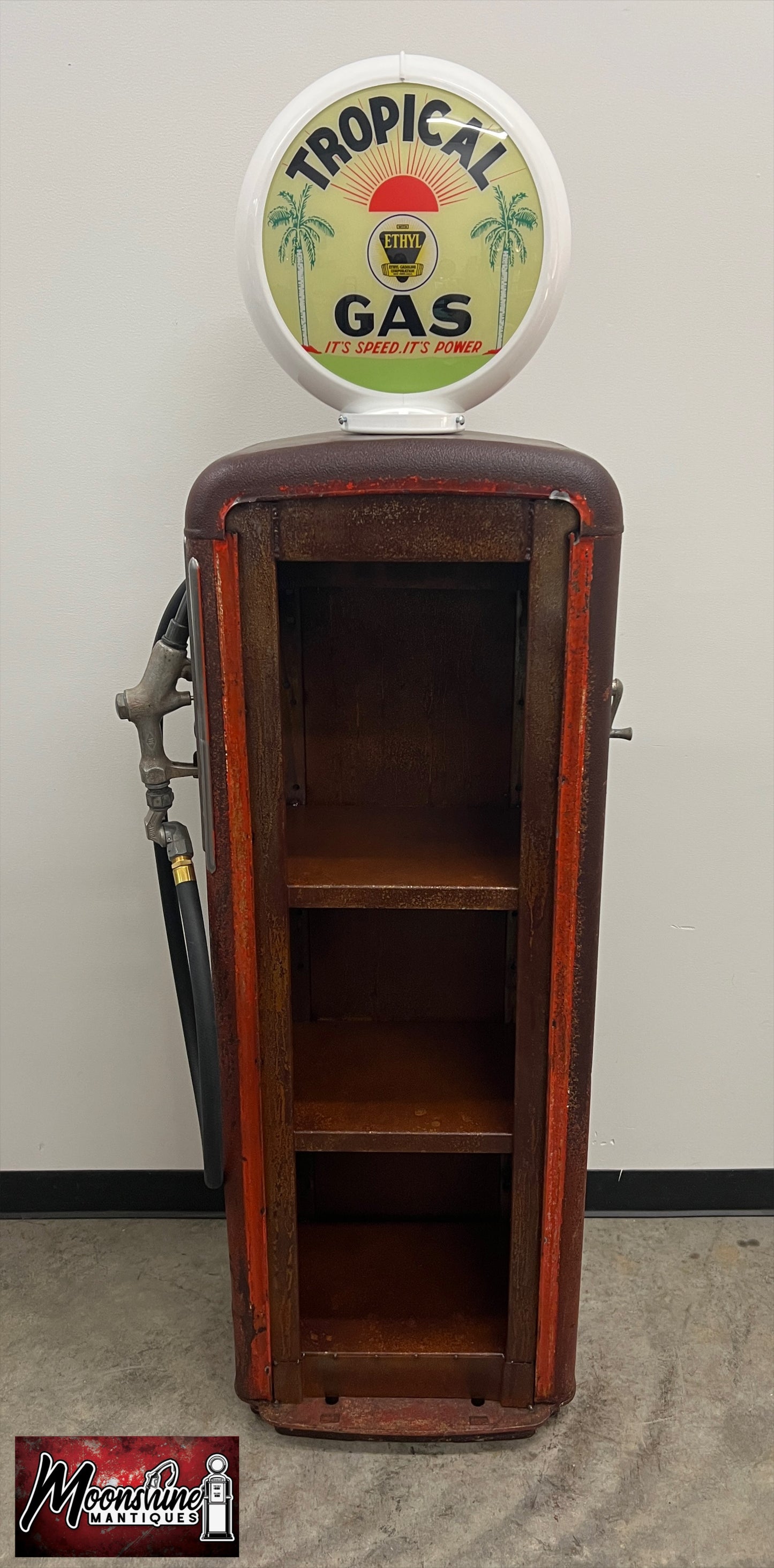 Rustoration 1950's TROPICAL GASOLINE Gilbarco Gas Pump w/ Shelves - Mancave Decor - Free Shipping!