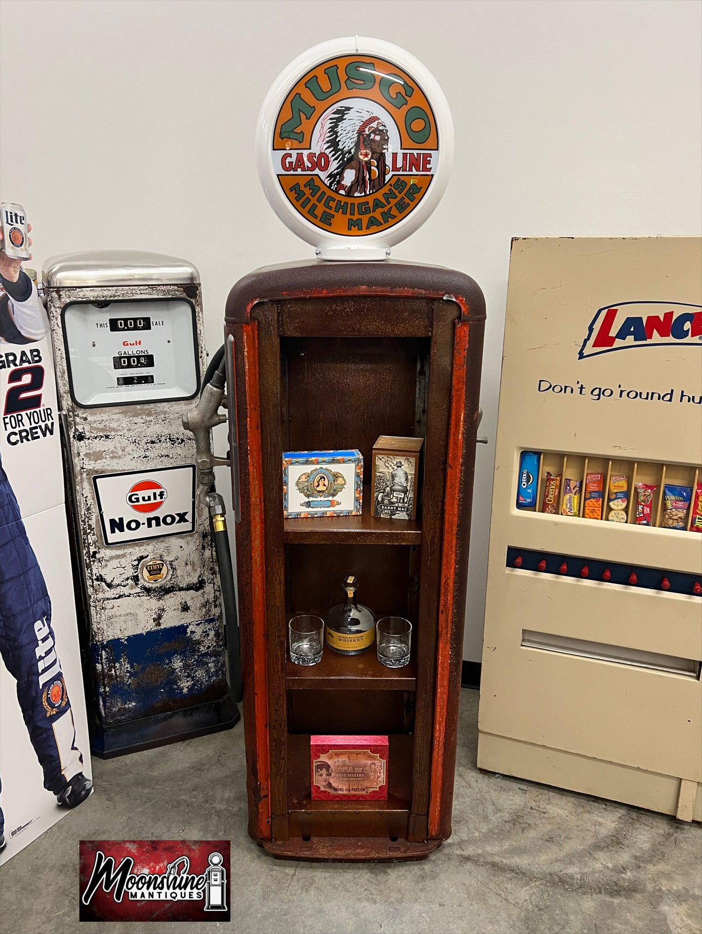 Rustoration 1950’s MUSGO GASOLINE Gilbarco Gas Pump w/ Shelves - Free Shipping!