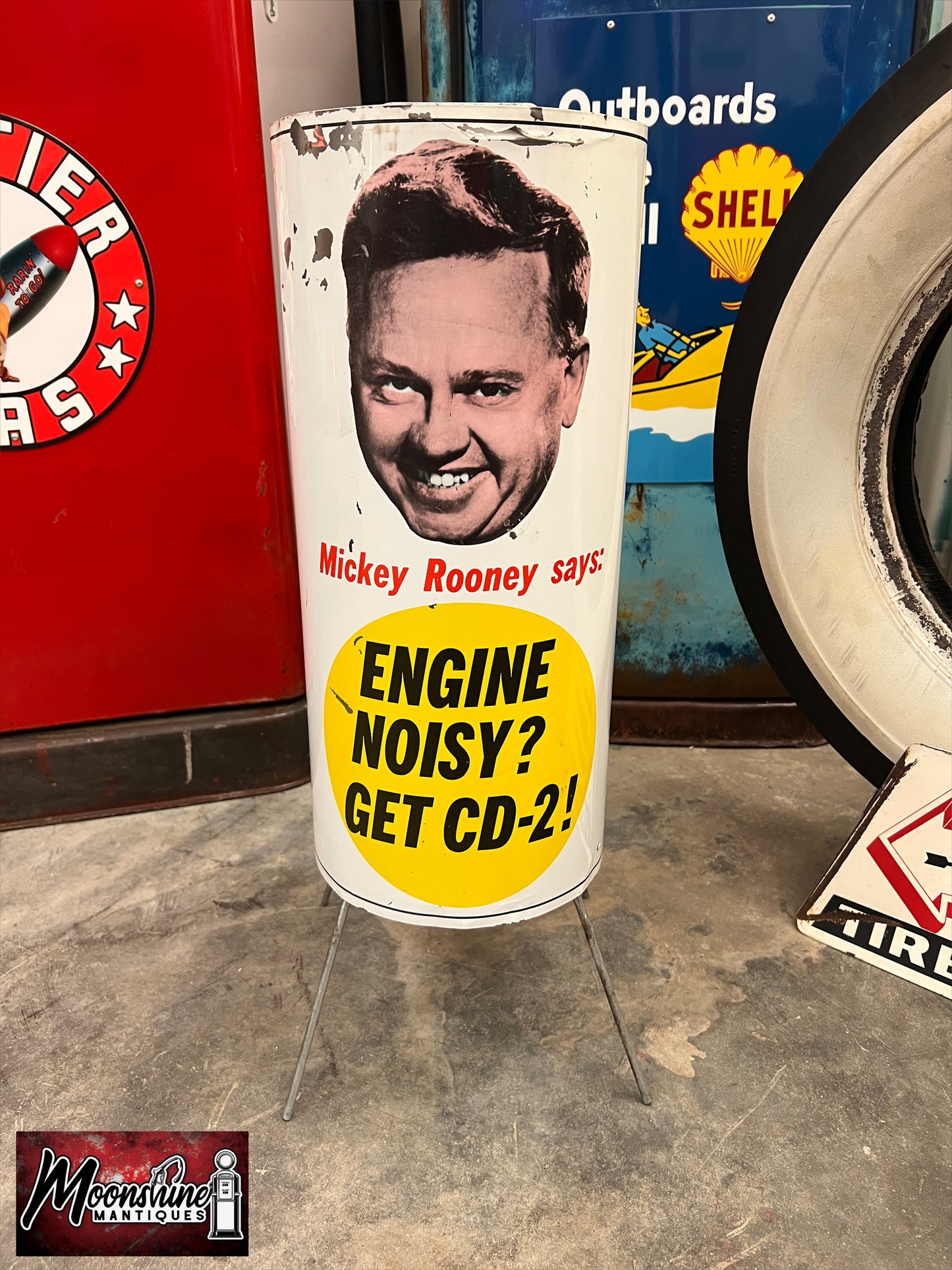 1960’s Mickey Rooney ALEMITE CD-2 Engine Additive Can Display Sign - Gas & Oil - Free Shipping!