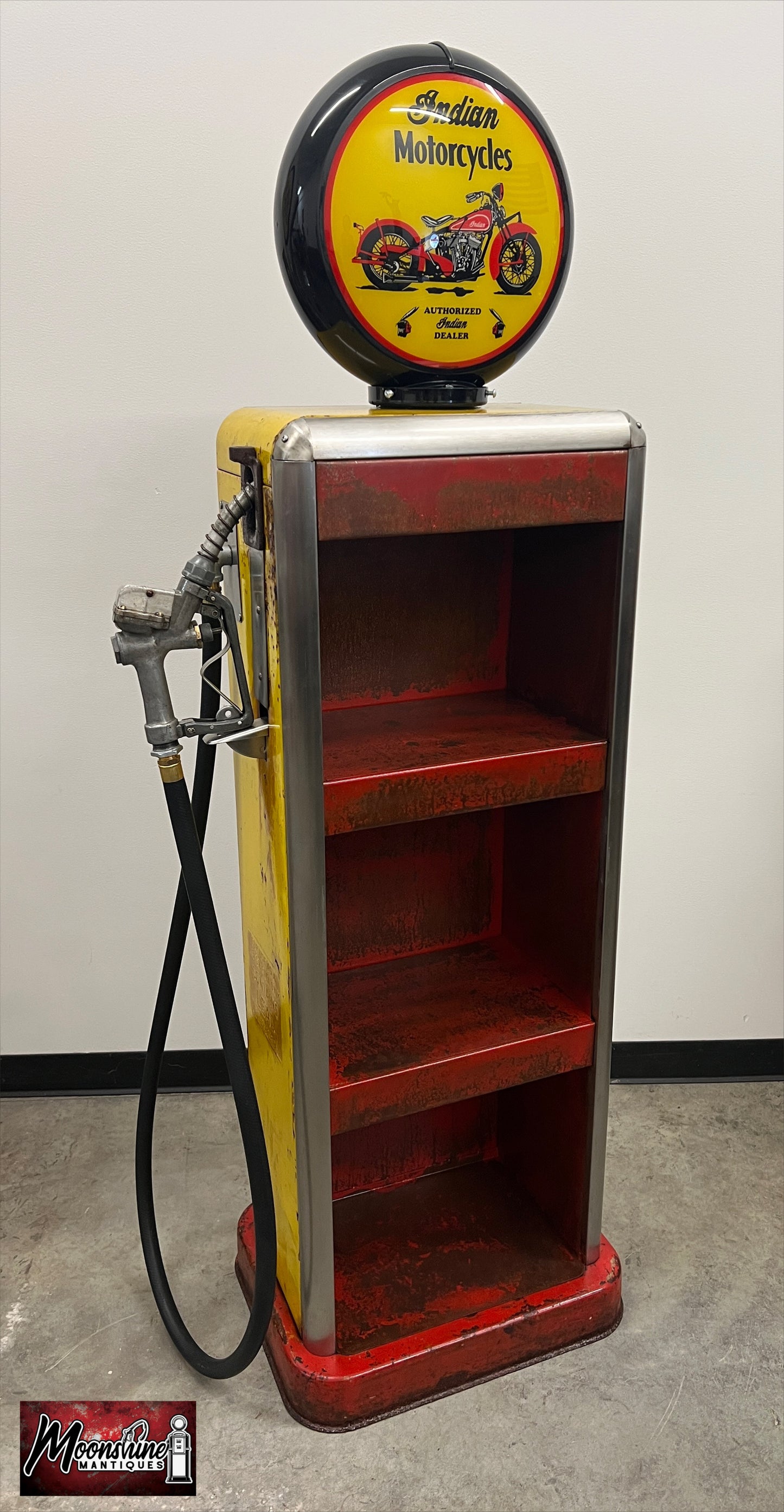 Rustoration 1940’s INDIAN MOTORCYCLES Bowser Gas Pump w/ Shelves - Free Shipping!