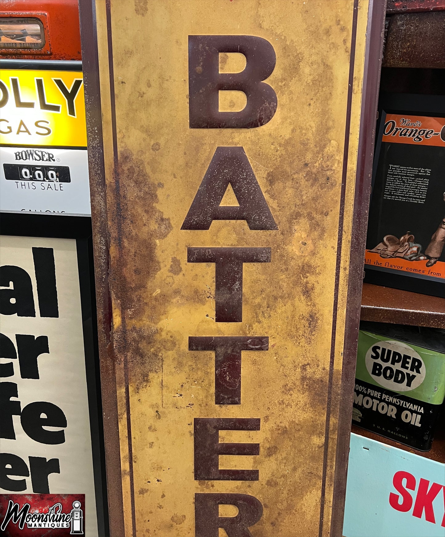 Original 1950’s PHILLIPS 66 Battery Sales Service Sign - Free Shipping!