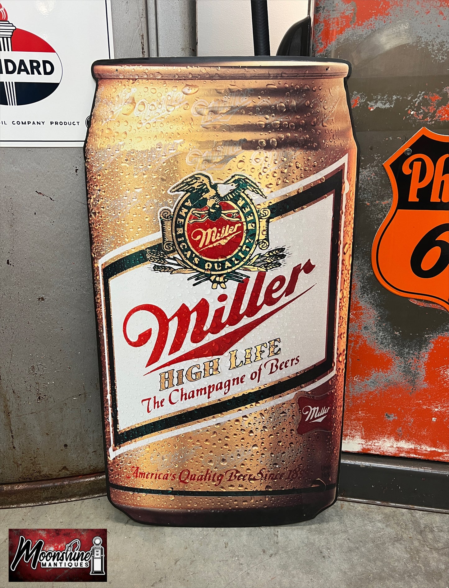 Vtg. MILLER HIGH LIFE Beer Can Bar Sign - Free Shipping!