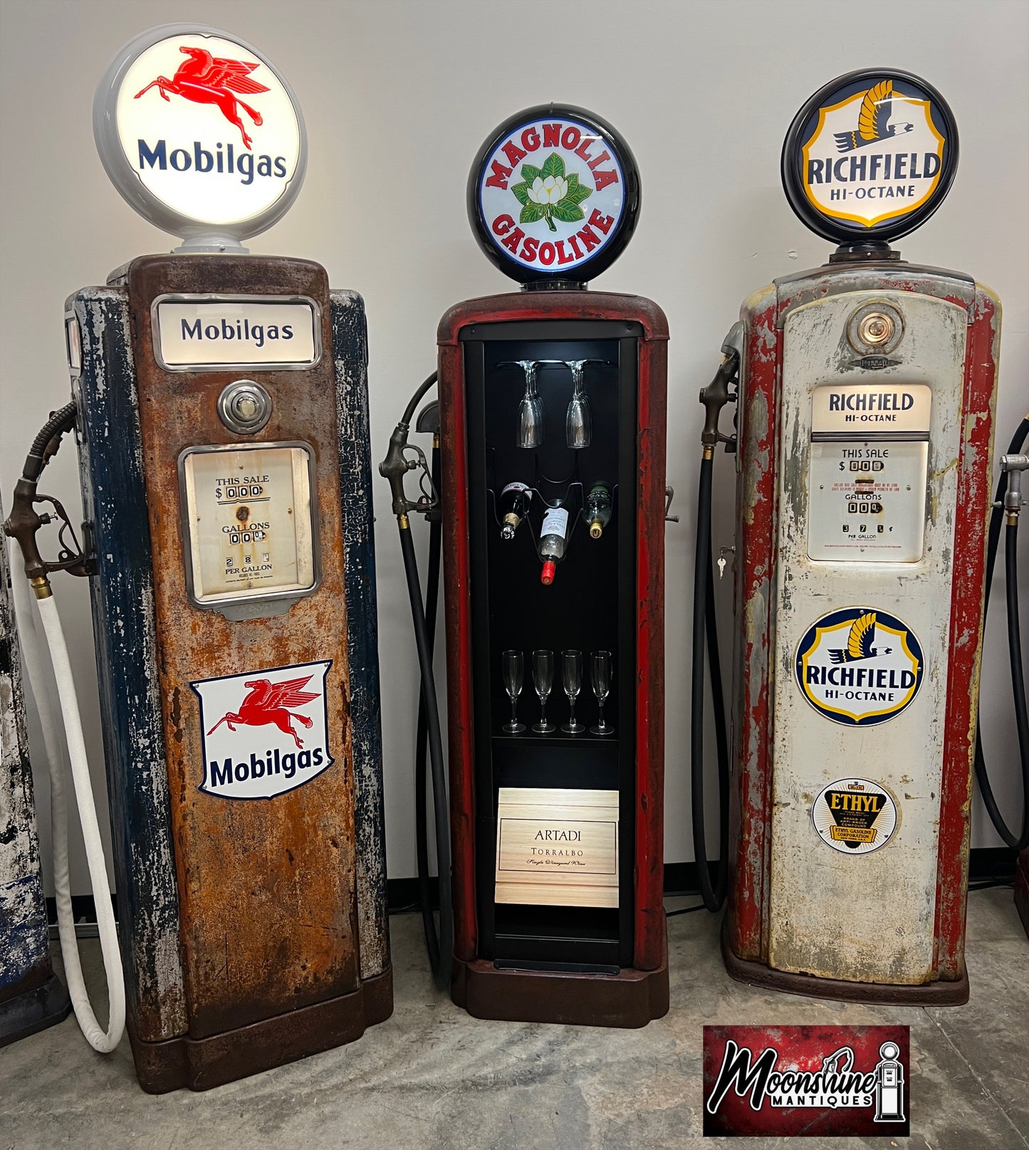 1930’s MAGNOLIA GASOLINE Gilbarco Gas Pump Wine Cabinet - Home / Bar Decor - Free Shipping!