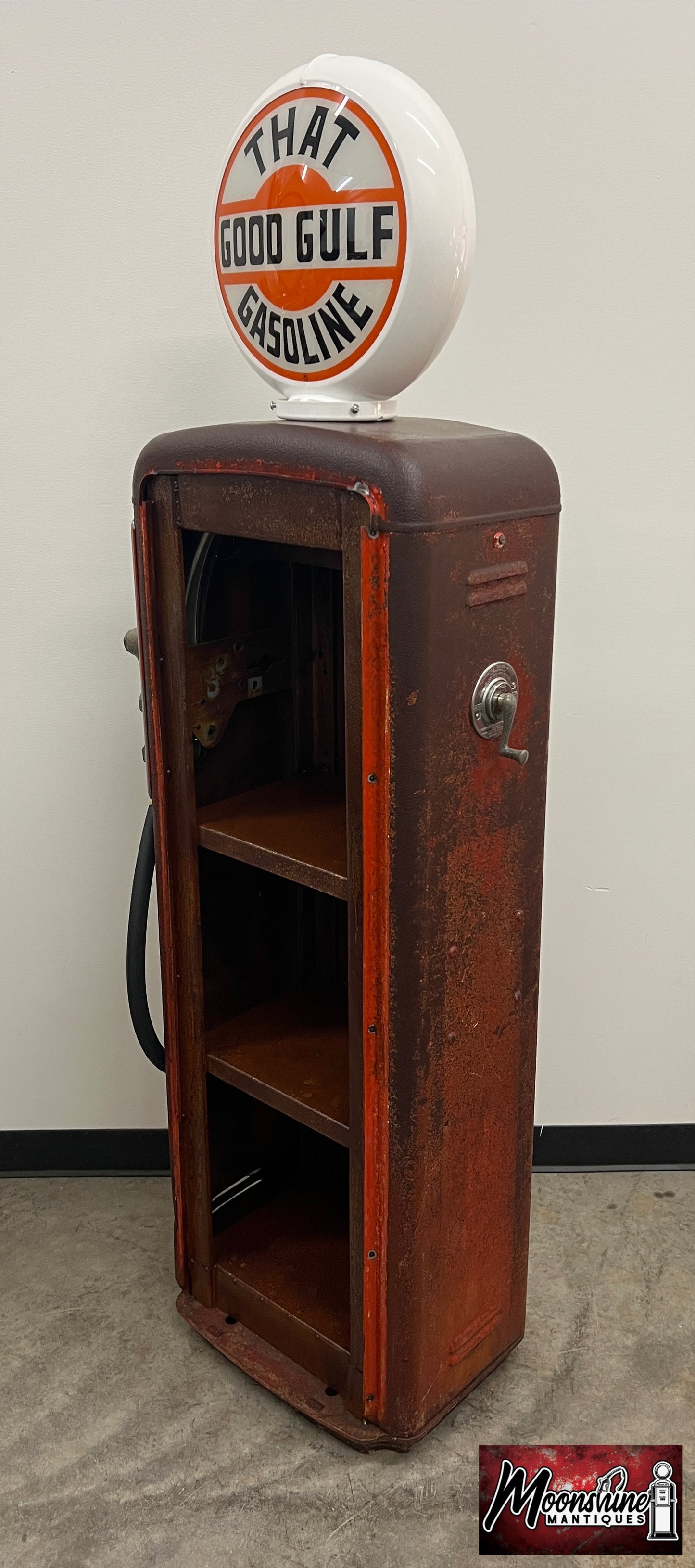 Rustoration 1950’s GOOD GULF GASOLINE Gilbarco Gas Pump w/ Custom Shelves - Free Shipping!