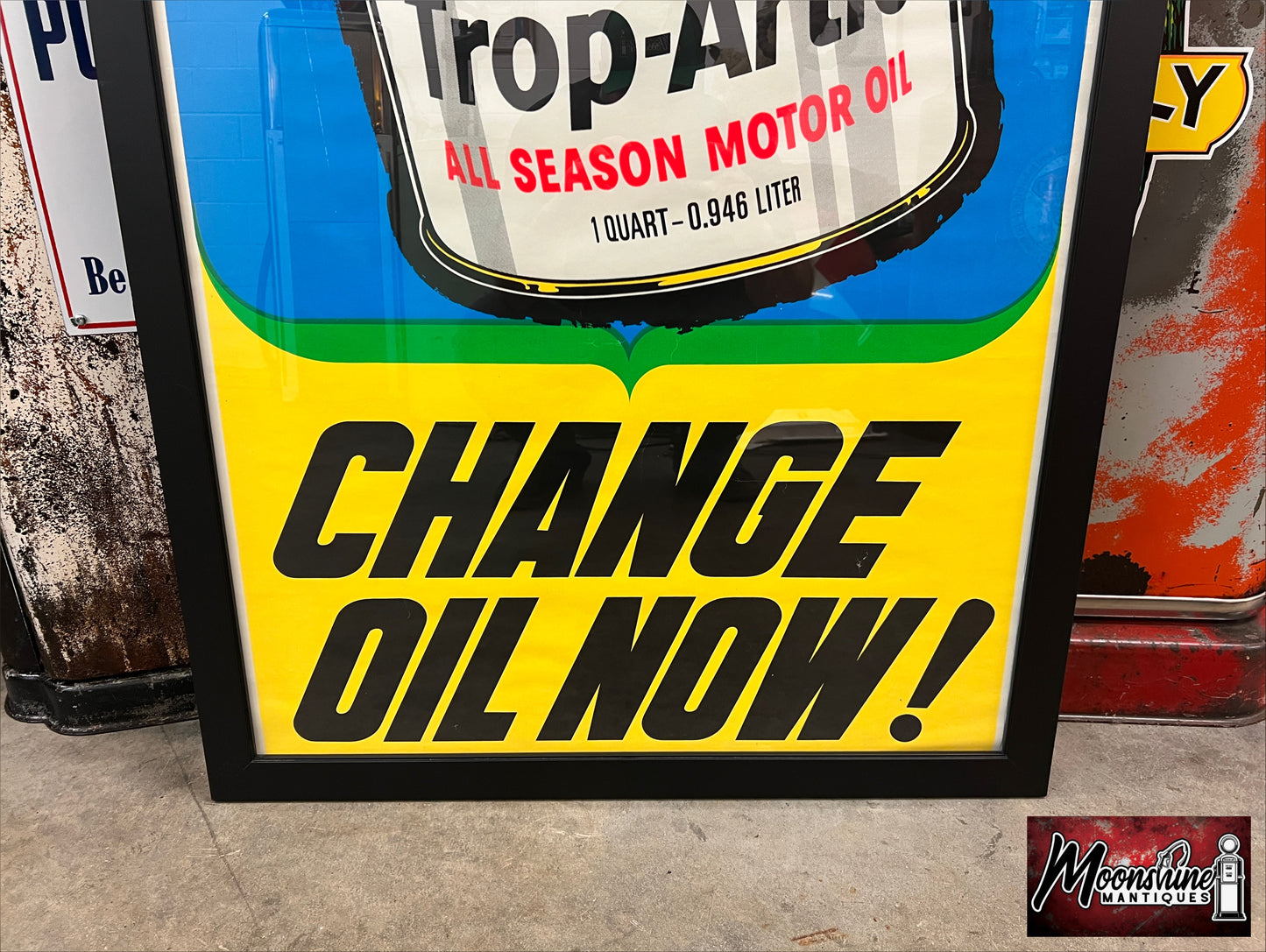 Vtg. 1970’s PHILLIPS 66 Trop Artic Motor Oil Framed Poster / Sign - Free Shipping!