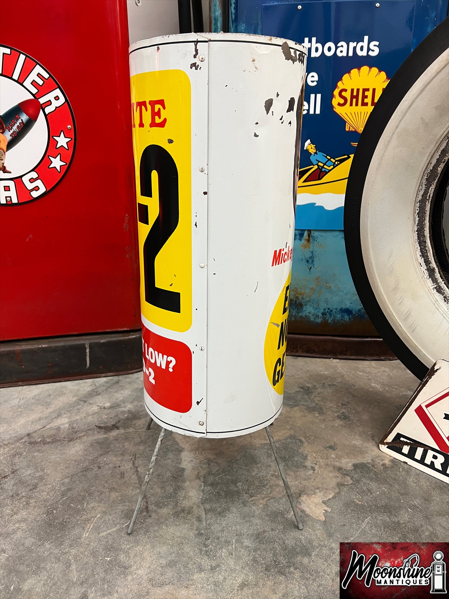 1960’s Mickey Rooney ALEMITE CD-2 Engine Additive Can Display Sign - Gas & Oil - Free Shipping!
