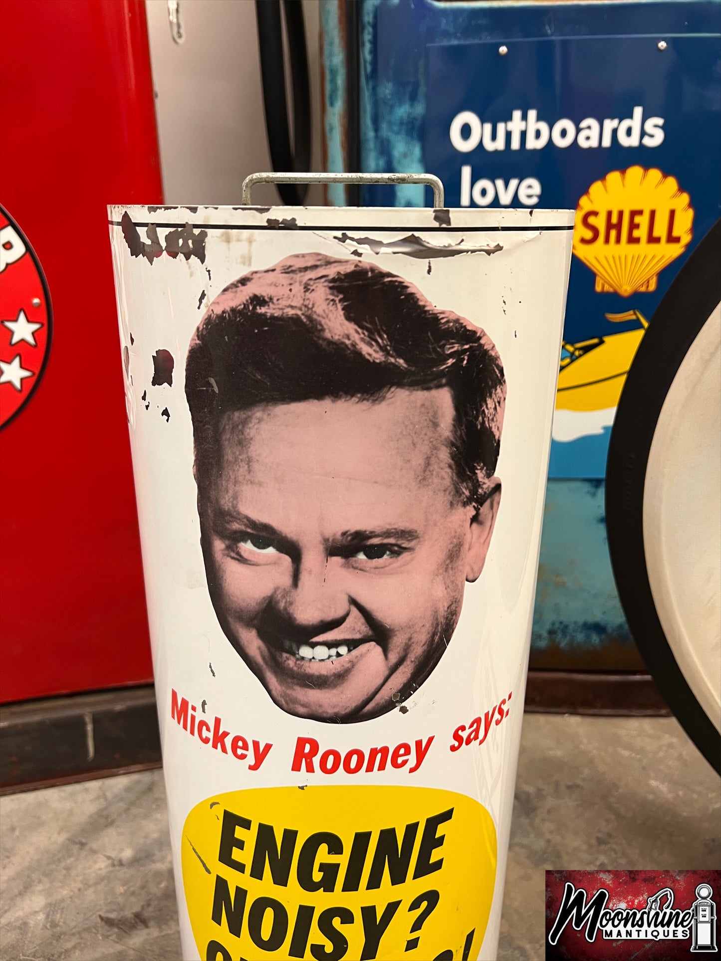 1960’s Mickey Rooney ALEMITE CD-2 Engine Additive Can Display Sign - Gas & Oil - Free Shipping!