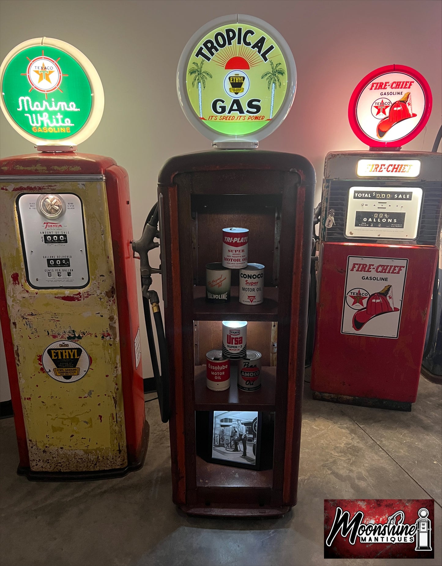 Rustoration 1950's TROPICAL GASOLINE Gilbarco Gas Pump w/ Shelves - Mancave Decor - Free Shipping!