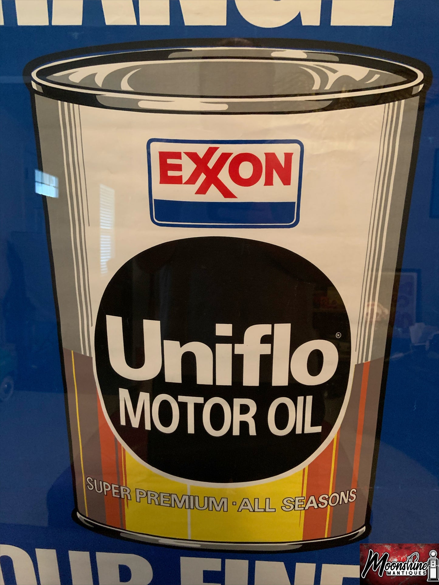 Vtg. 1980's EXXON Motor Oil Framed Poster / Sign - Free Shipping!