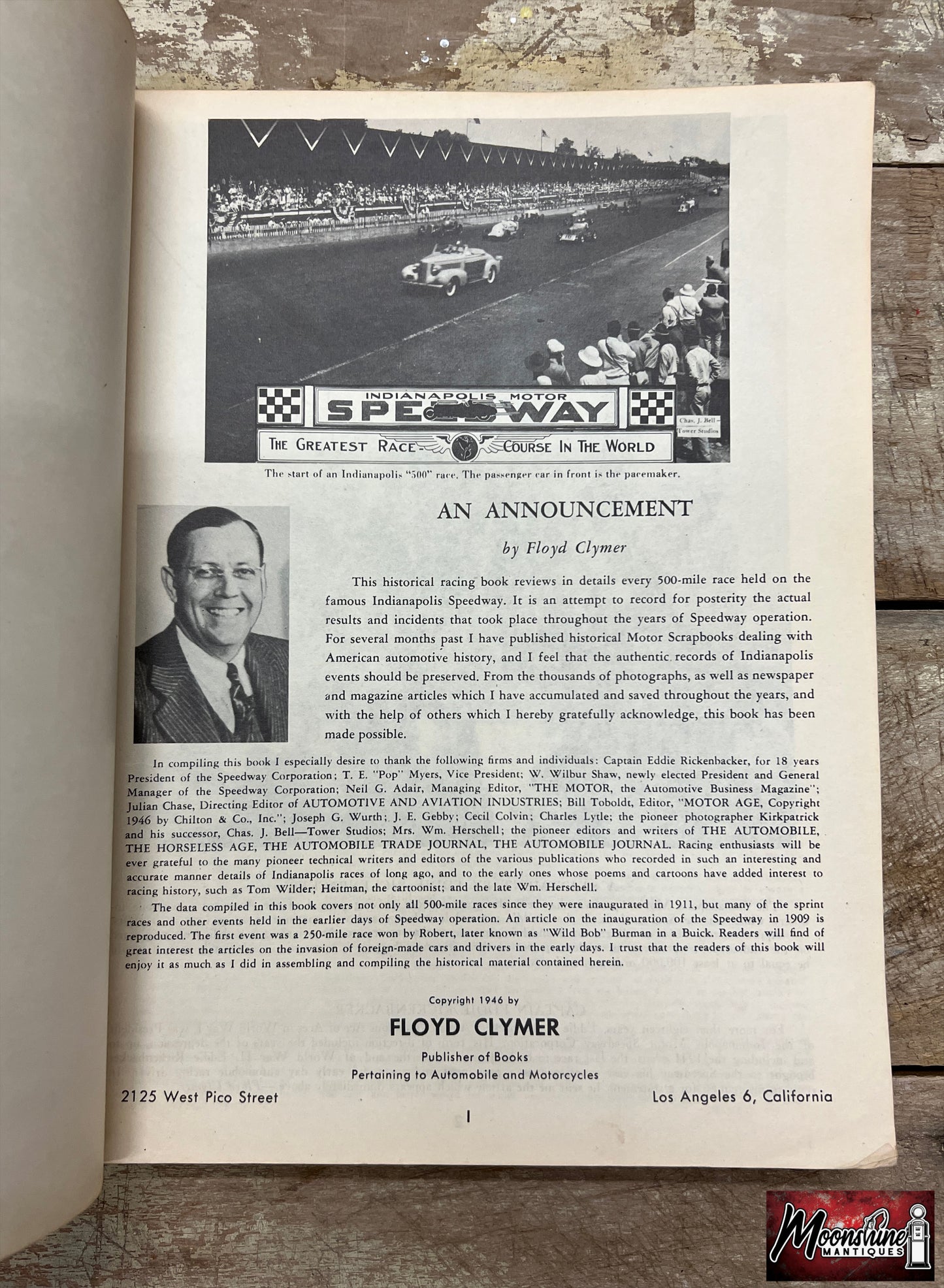 Floyd Clymer's 1946 Indianapolis 500 Race Yearbook - Free Shipping!