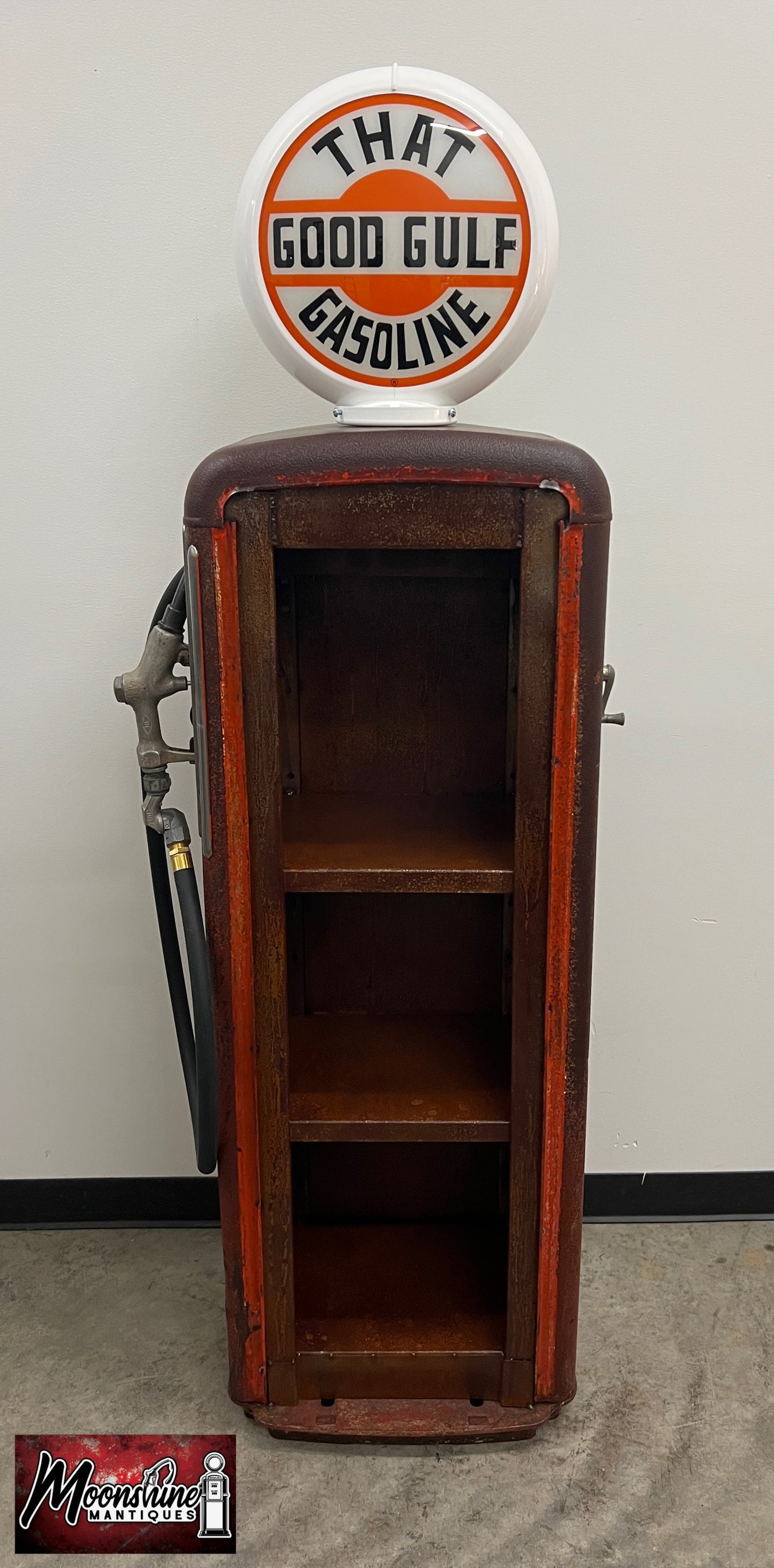 Rustoration 1950’s GOOD GULF GASOLINE Gilbarco Gas Pump w/ Custom Shelves - Free Shipping!