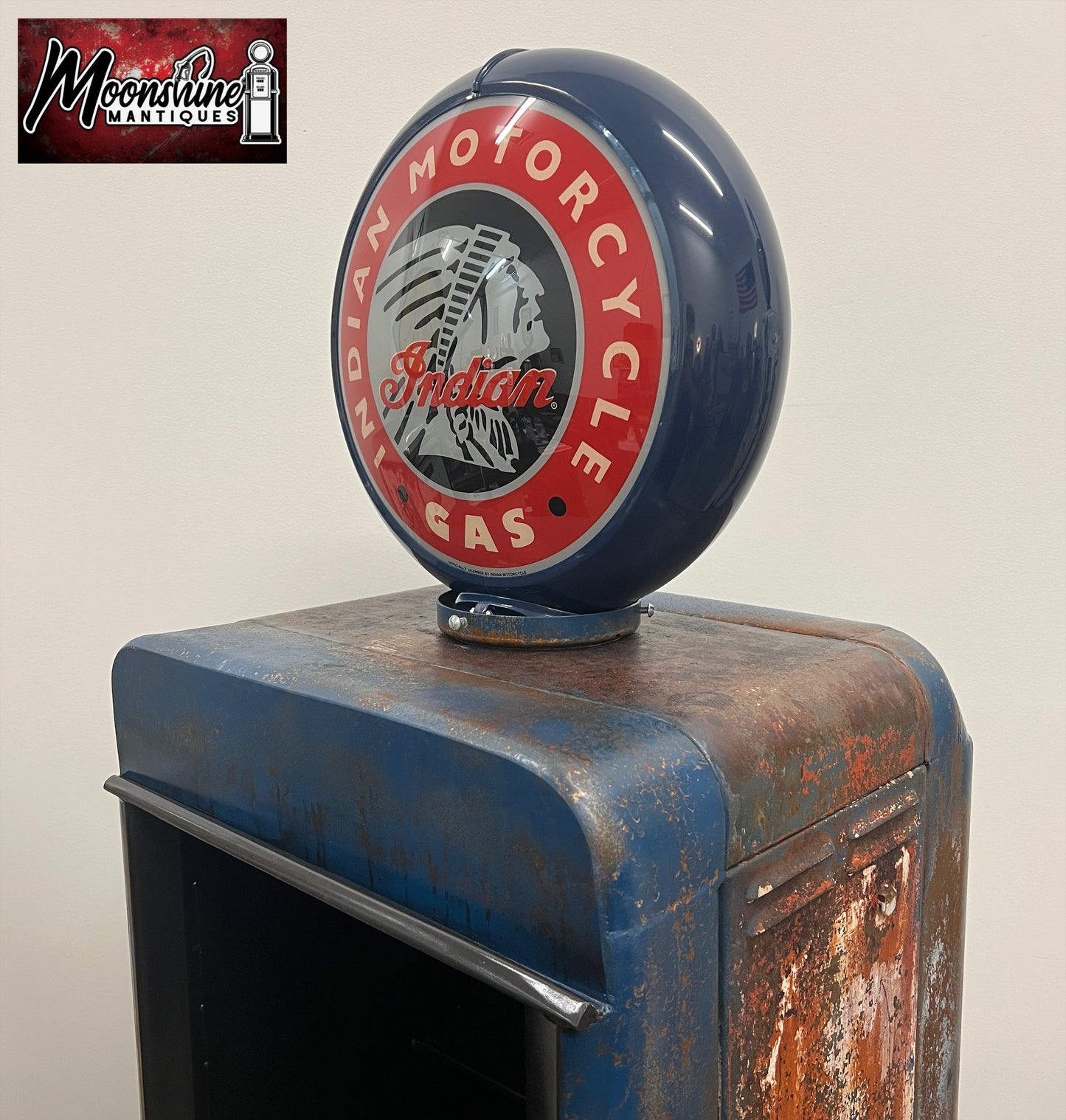 1940’s INDIAN MOTORCYCLE Gas Pump w/ Custom Made Whiskey Bar & Cigar Humidor - Free Shipping!