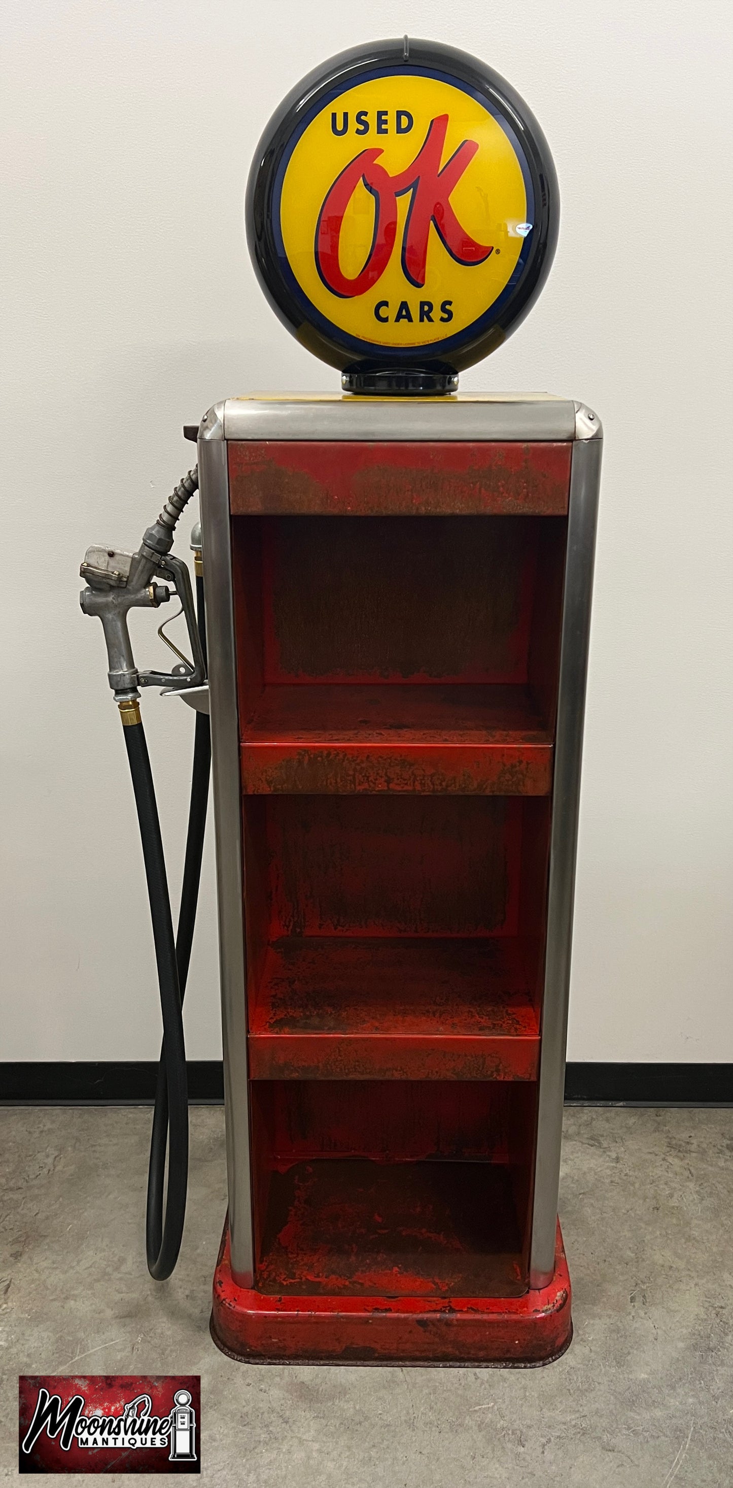 Rustoration 1940’s Chevrolet OK USED CARS Bowser Gas Pump with Custom Shelves - Free Shipping!