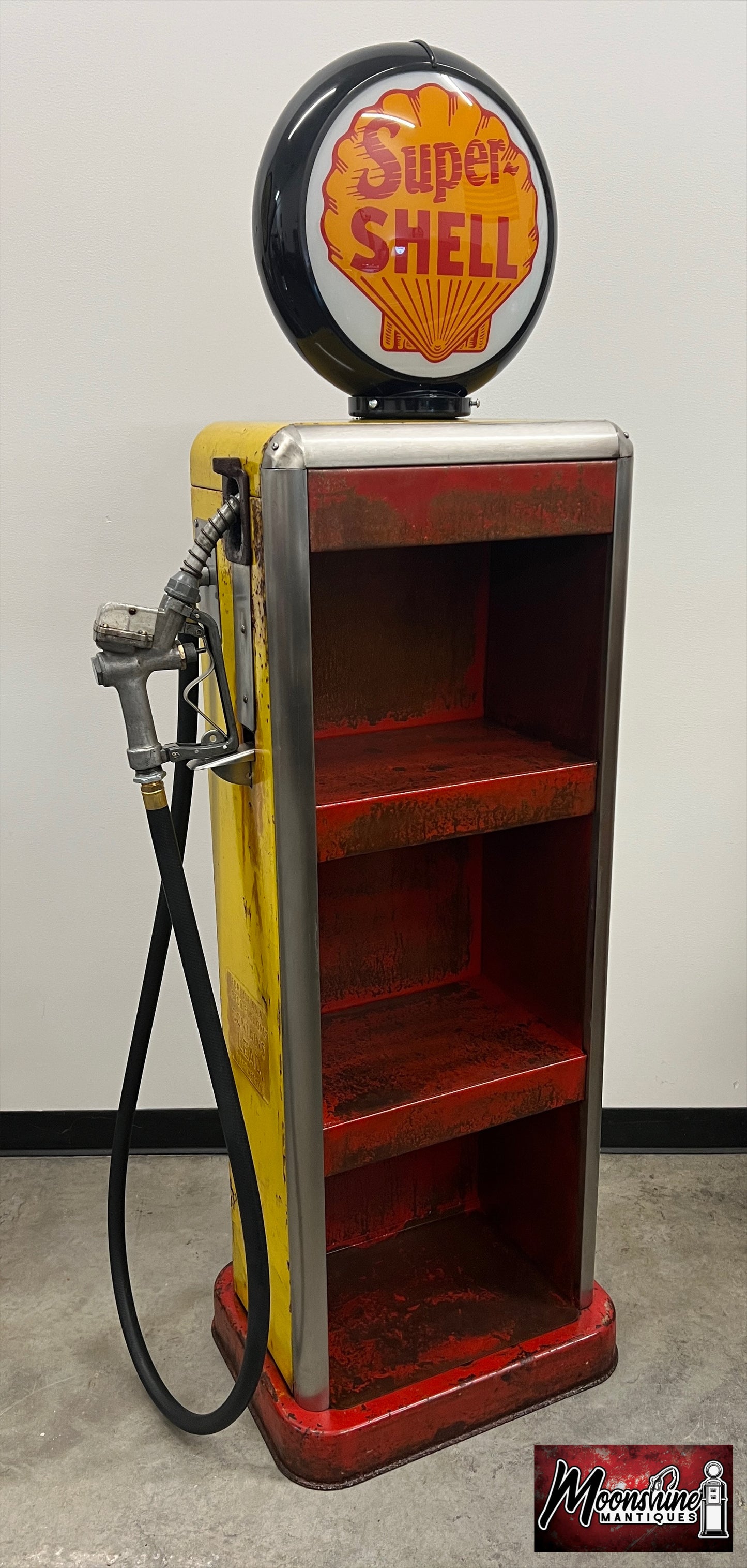 Rustoration 1940’s SUPER SHELL Bowser Gas Pump w/ Shelves - Mancave Decor - Free Shipping!