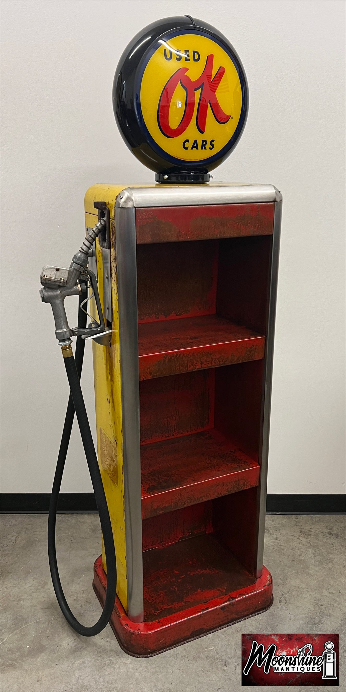 Rustoration 1940’s Chevrolet OK USED CARS Bowser Gas Pump with Custom Shelves - Free Shipping!