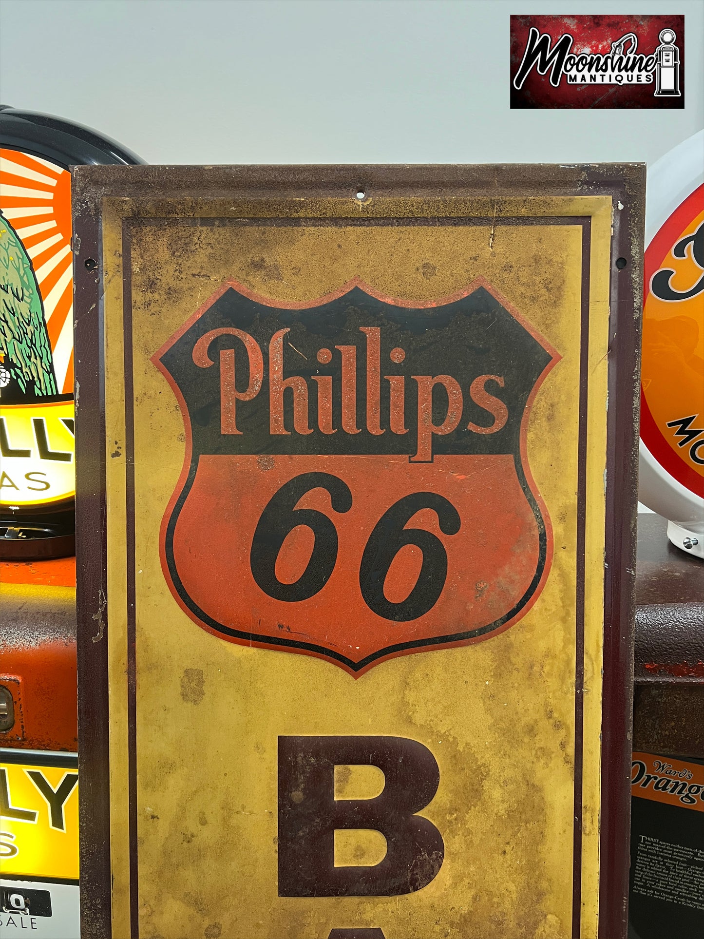 Original 1950’s PHILLIPS 66 Battery Sales Service Sign - Free Shipping!